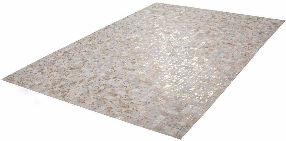 Kayoom Vachtvloerkleed Rocket 110 leren tapijt Patchwork - echt leer, enkel unieke exemplaren, woonkamer dieren vloerkleden maat 80 cm x 150 cm x 8