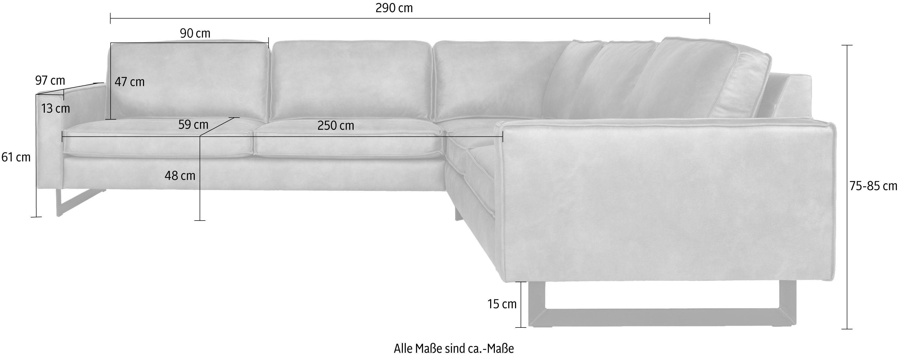 Places of Style Hoekbank Pinto, 250/290 cm, langere schenk, XXL, ottomaan