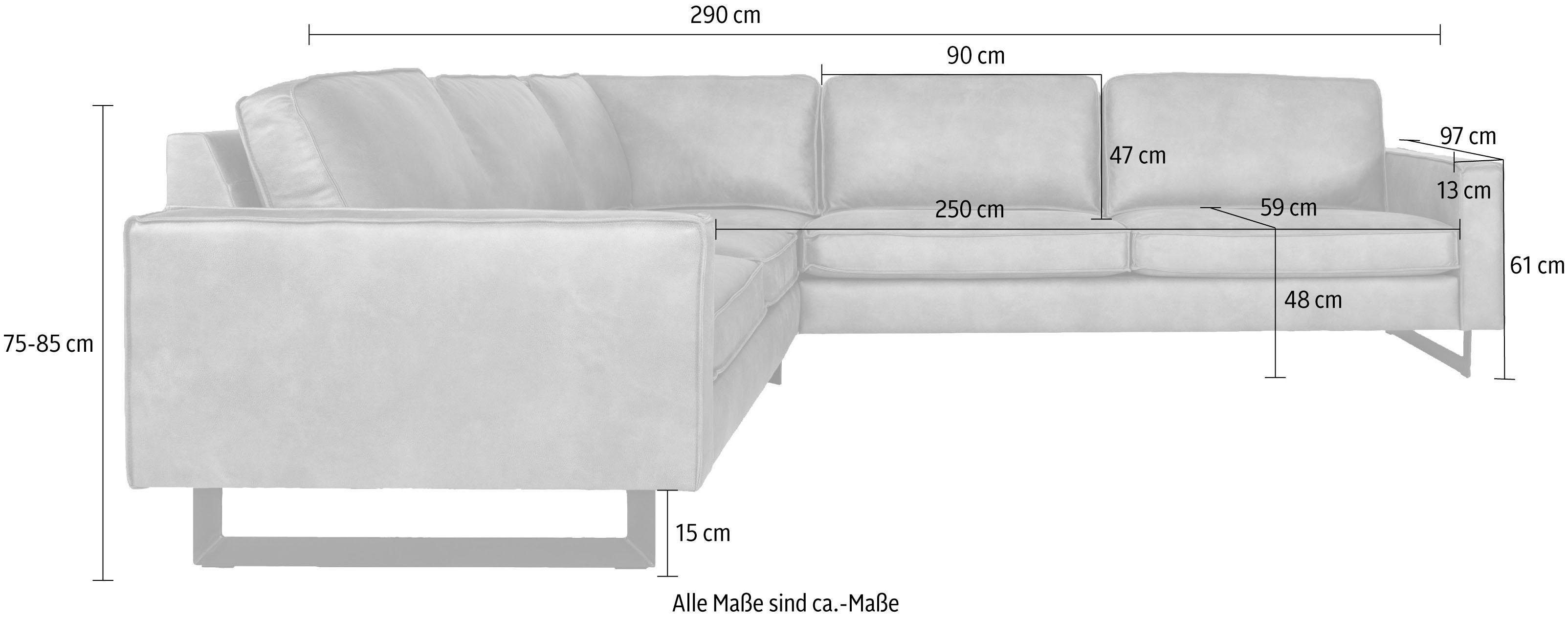 Places of Style Hoekbank Pinto, 250/290 cm, langere schenk, XXL, ottomaan