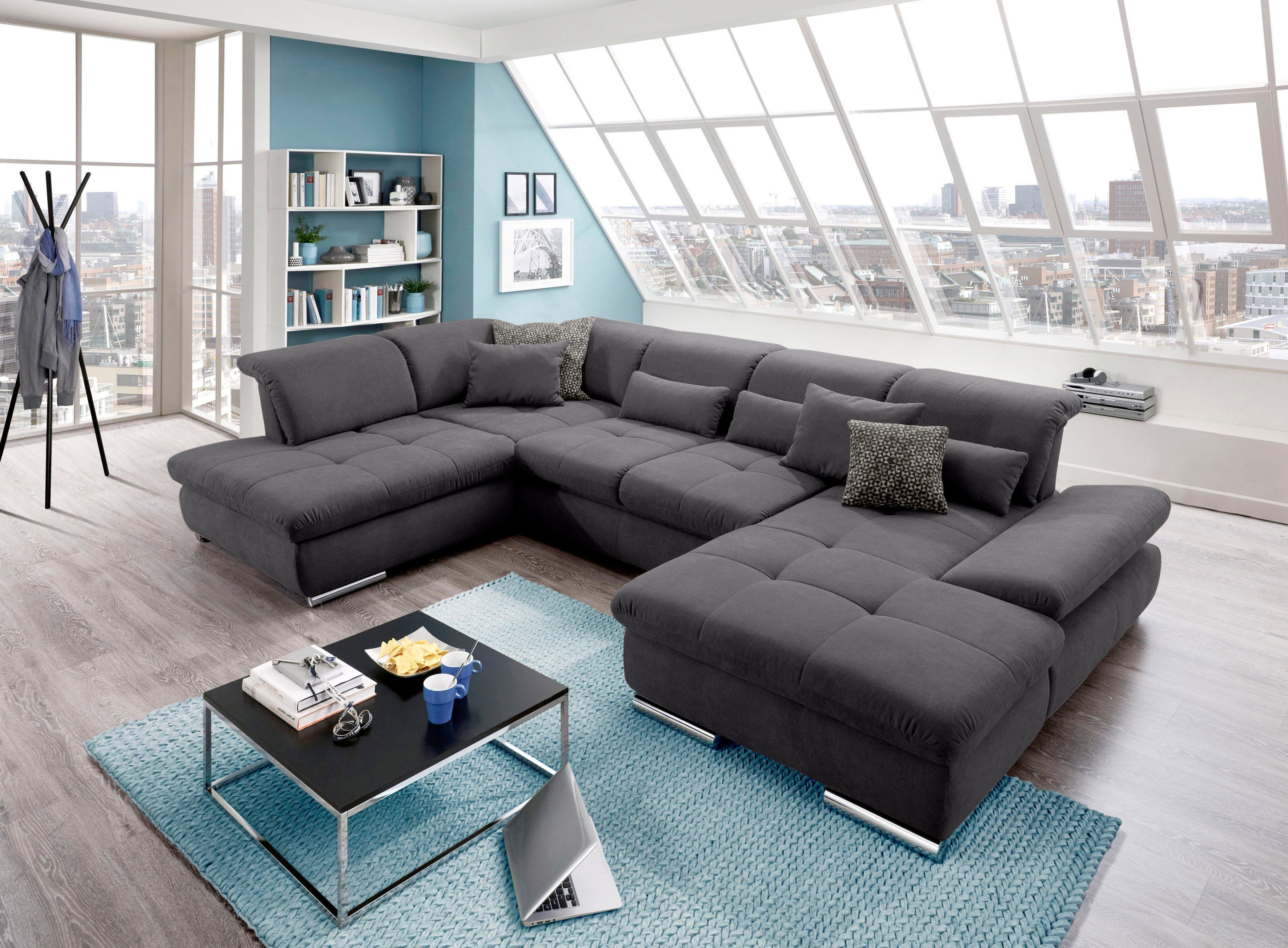 set one by Musterring Zithoek SO 4100 comfortabele pocketvering, incl. hoofdeindeverstelling