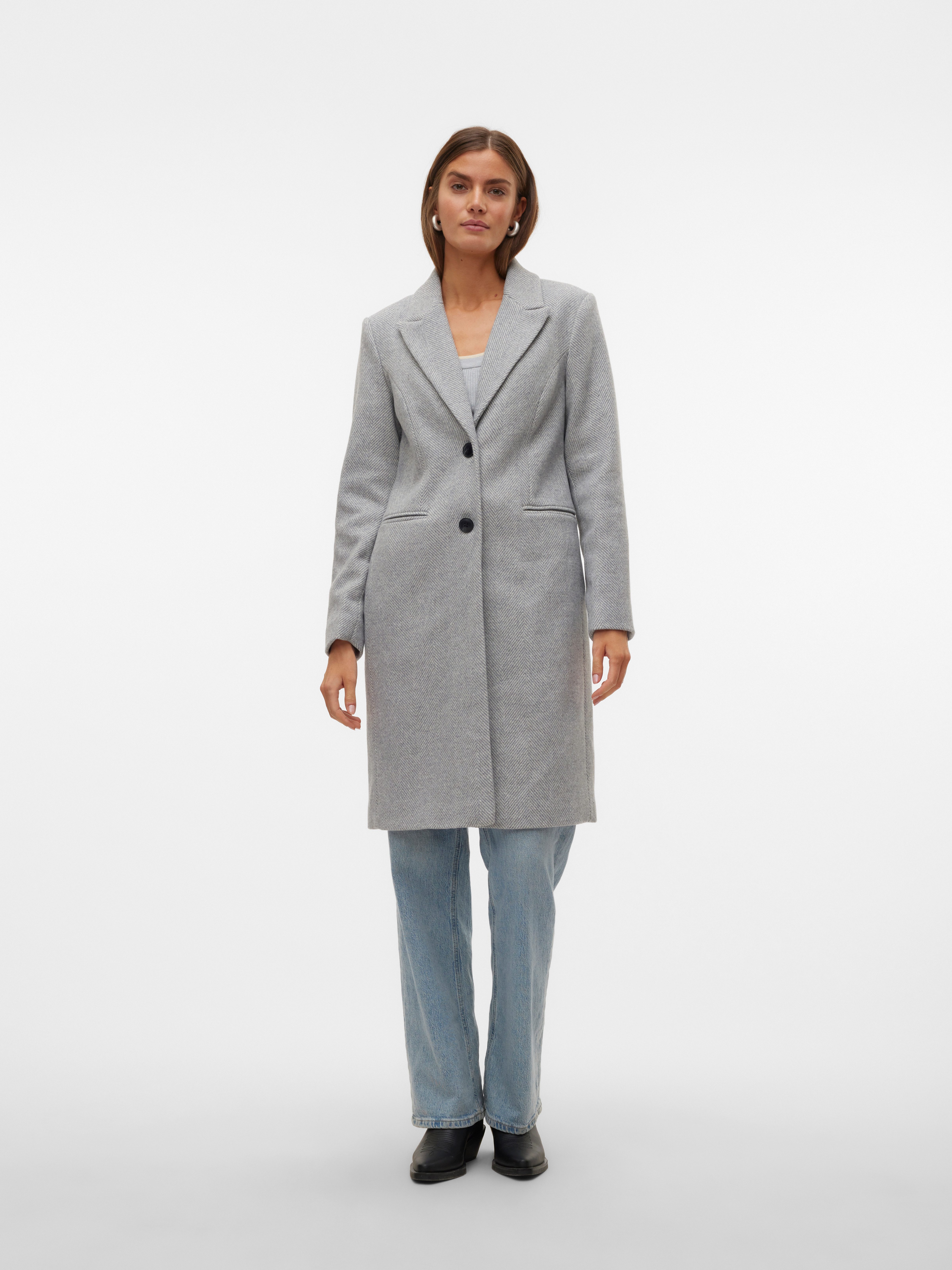 Vero Moda Lange jas VMBLAZA HERINGBONE LONG WOOL COAT GA BOO