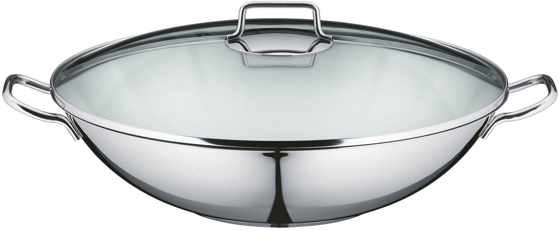 WMF Wok an Macao 36 cm, inductie geschikt voor alle soorten fornuizen, scherp aanbraden bij hoge temperaturen (set, 4-delig)