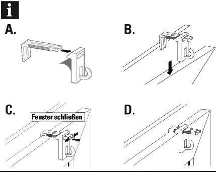GARDINIA Klem drager Met haak voor bamboe- en vouwgordijnen (set, 2 stuks)