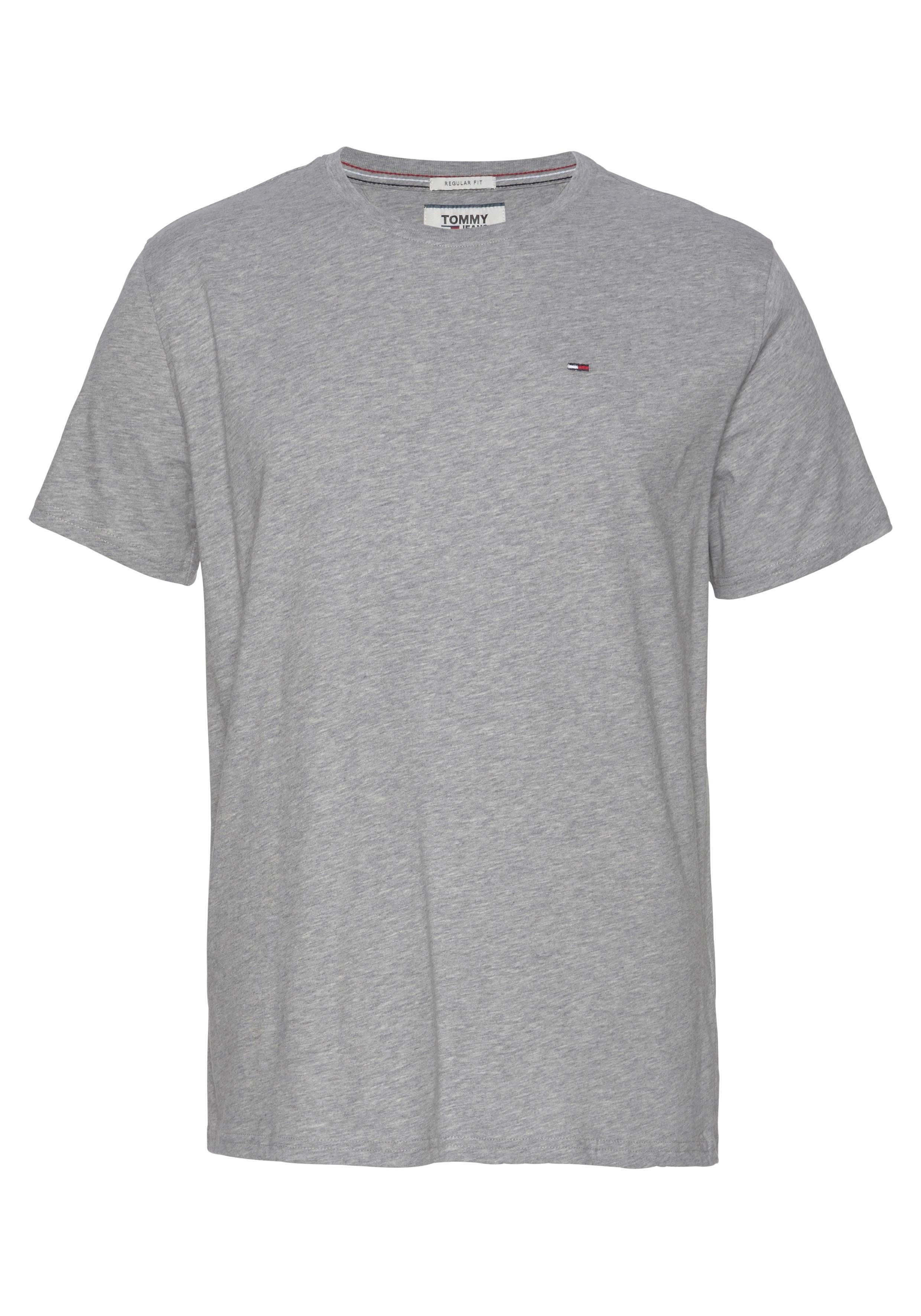 TOMMY JEANS T-shirt TJM ESSENTIAL SOLID TEE met ronde hals en subtiele logo-vlag