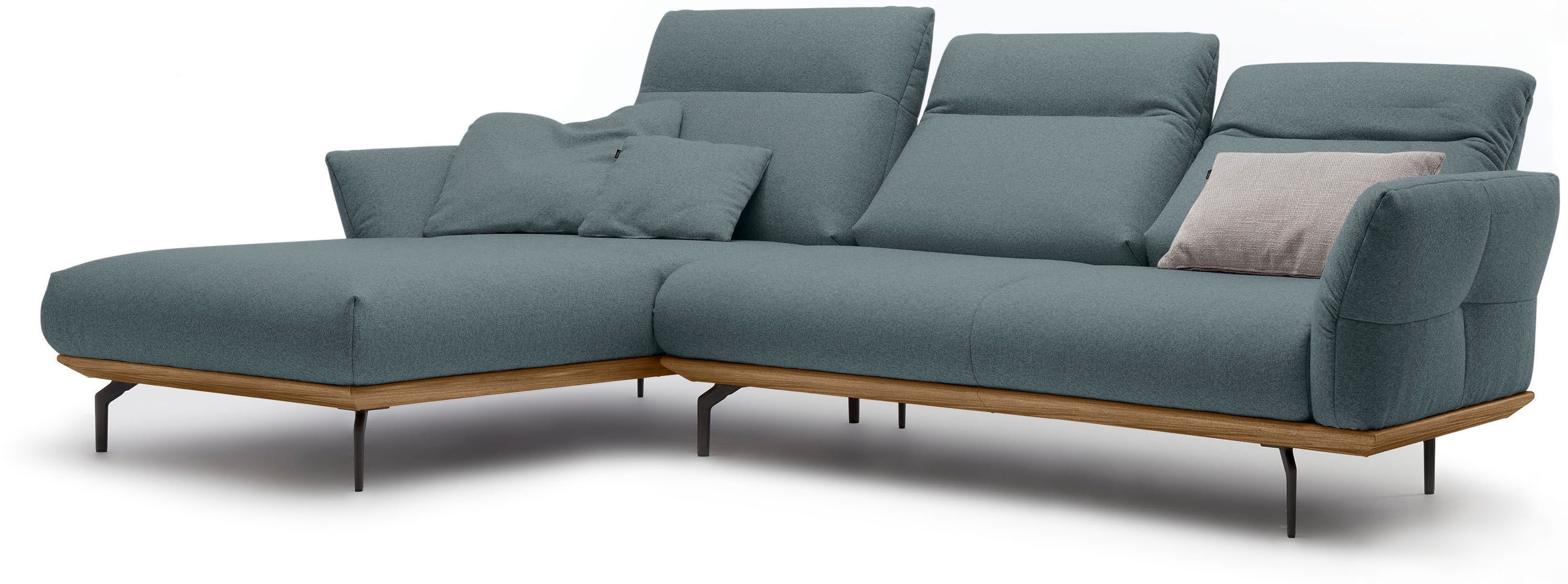 Creation BY ROLF BENZ Hoekbank CR.460 Sokkel in walnotenhout, onderstel in umbra grijs, breedte 298 cm
