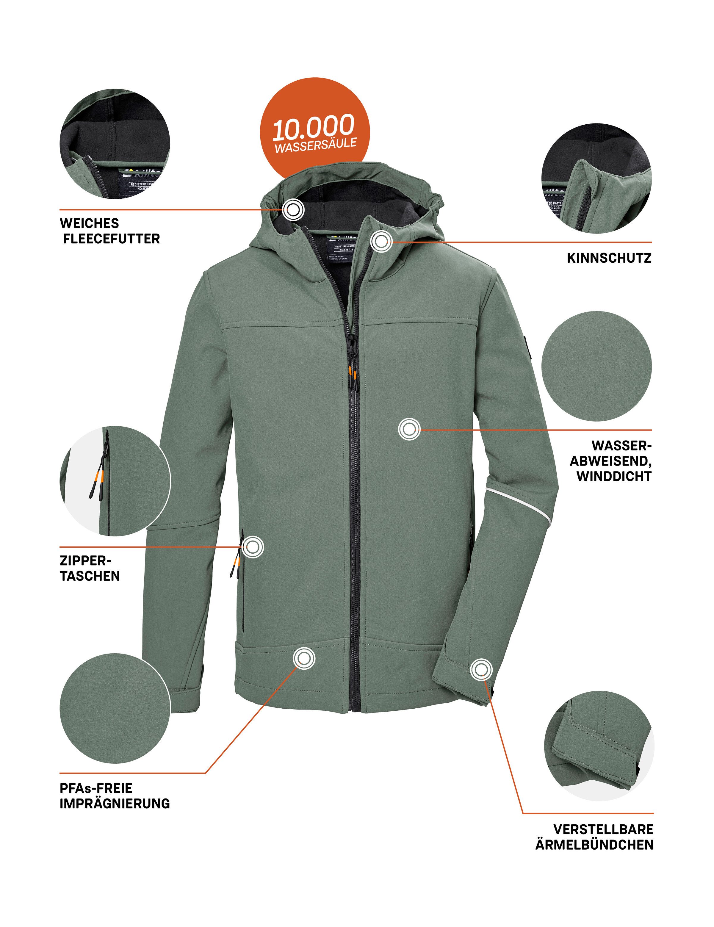 Killtec Softshell-jack KOS 143 BYS SFTSHLL JCKT Wind- en waterafstotende, ademende, PFAS-vrije kinderjas