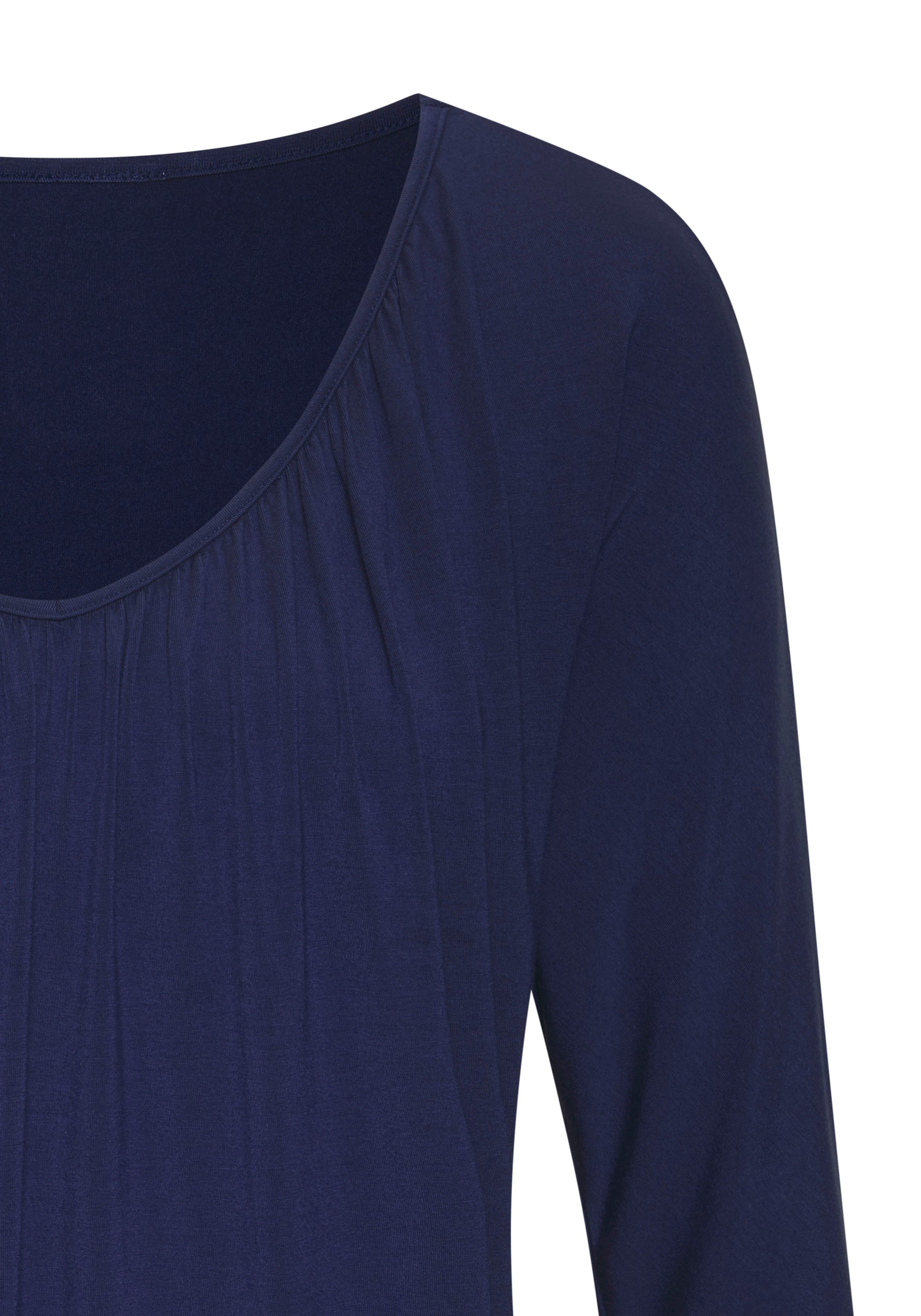 Lascana Shirt met 3 4 mouwen Met fijne plooien bij de hals