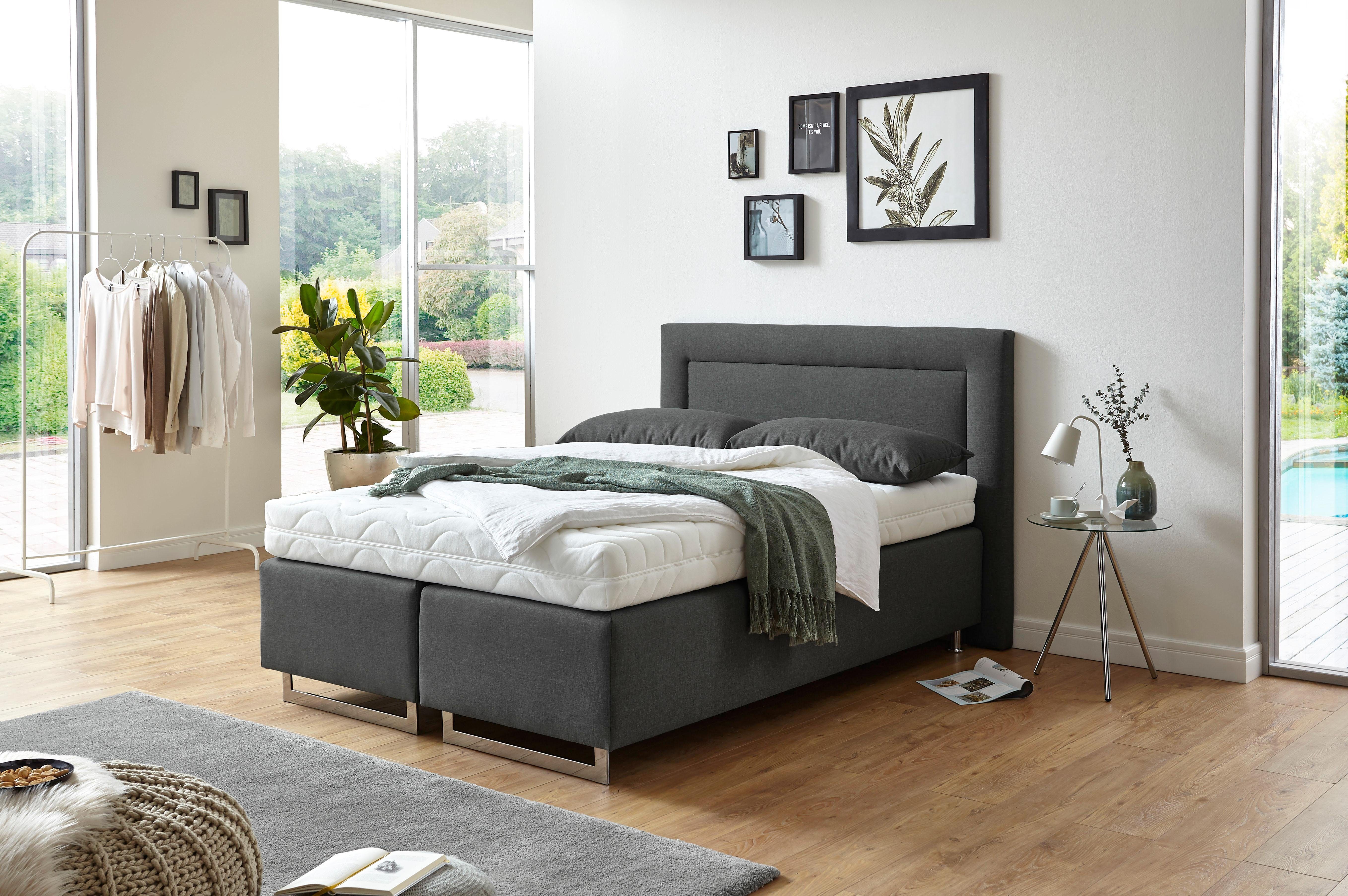 Westfalia Polsterbetten Boxspring met sierkussen en verchroomde glijders, in diverse uitvoeringen