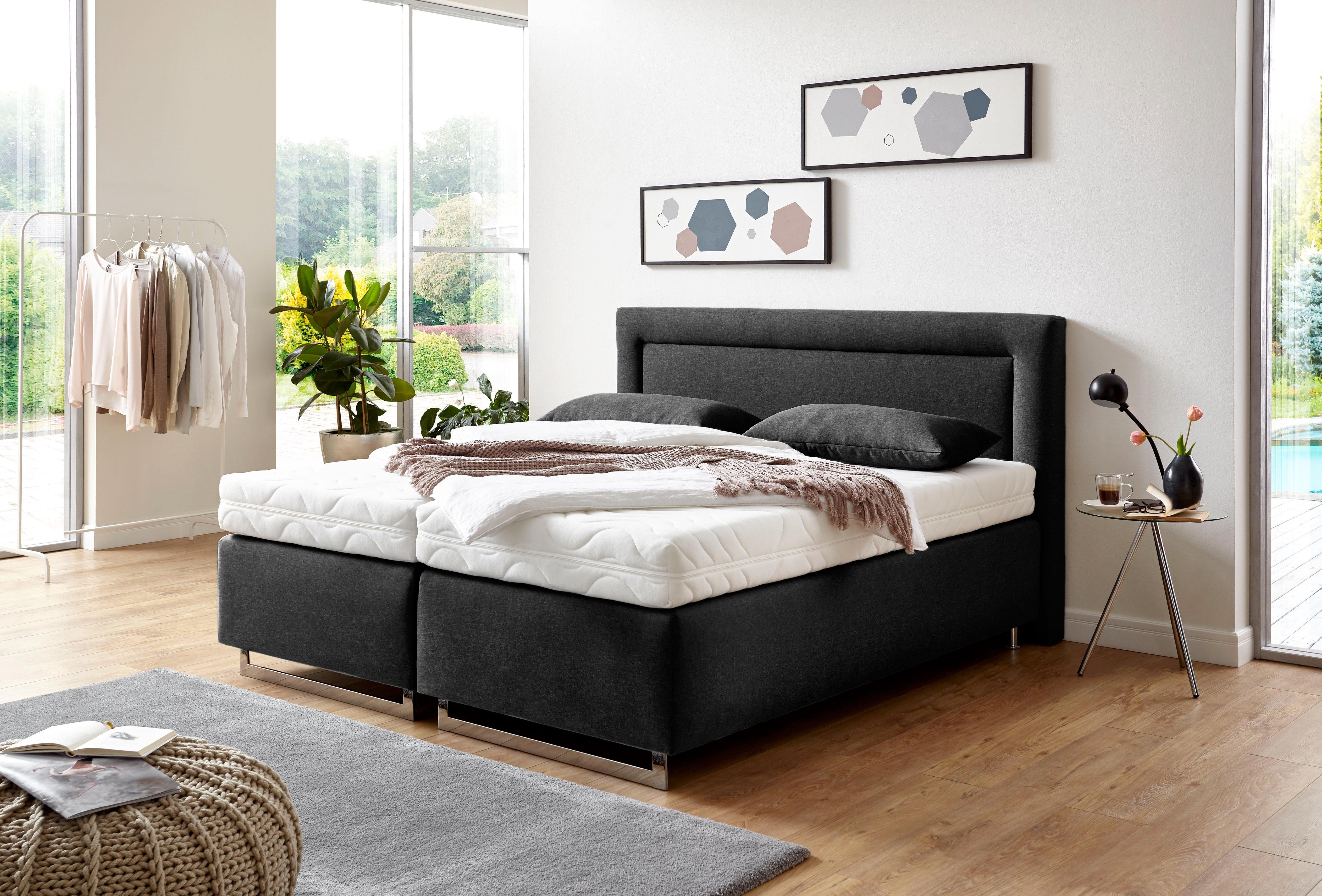 Westfalia Polsterbetten Boxspring met sierkussen en verchroomde glijders, in diverse uitvoeringen