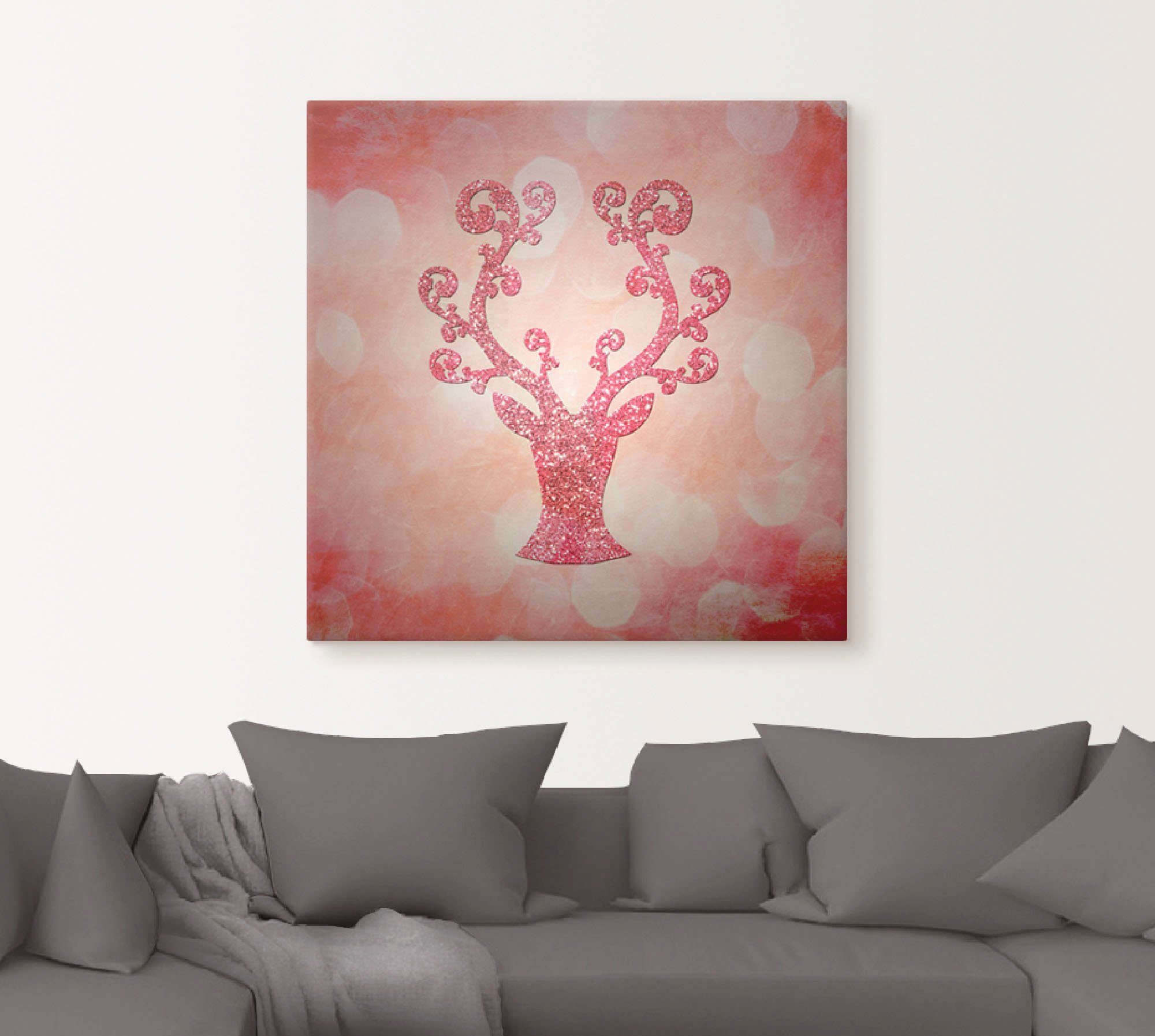 Artland Artprint op linnen Roze glinsterende ree als artprint op linnen in verschillende maten