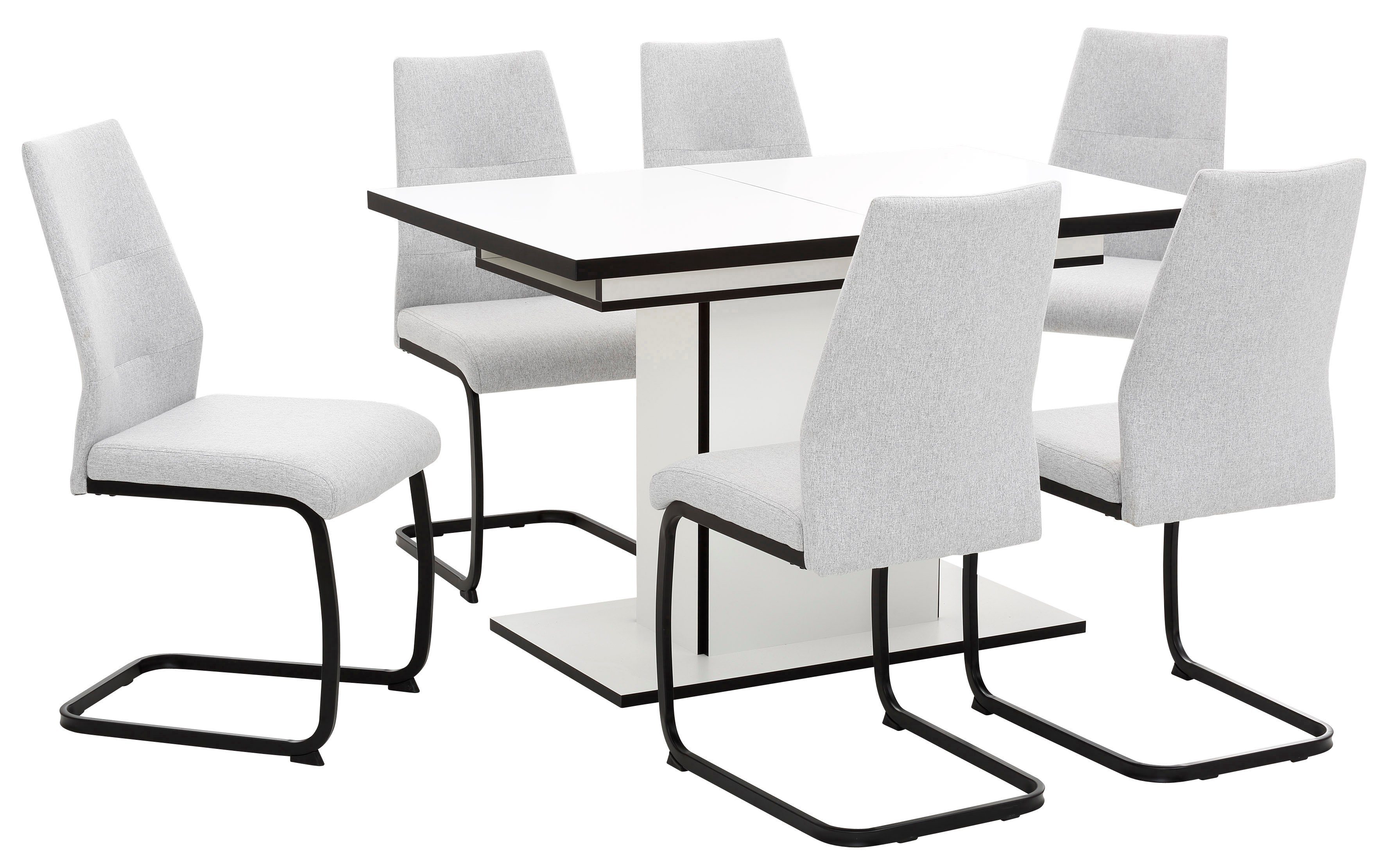 HELA Eethoek Ariana, eettafel met 6 stoelen, uitschuifbare keukentafel Tafel uitschuifbaar 120 -160 cm, draagvermogen 140 KG, comfortabel gestoffeerd (set, 7-delig)