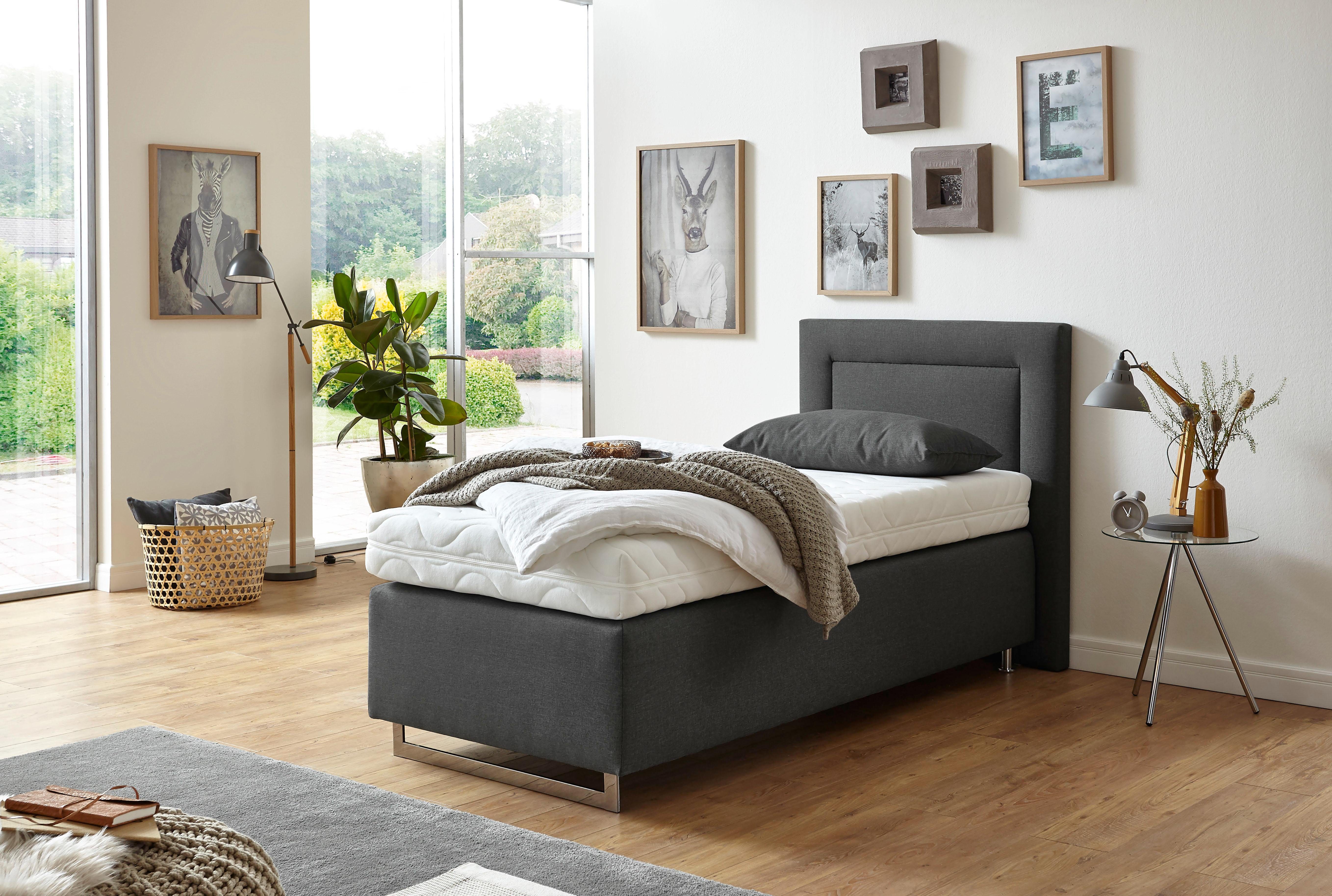 Westfalia Polsterbetten Boxspring met sierkussen en verchroomde glijders, in diverse uitvoeringen