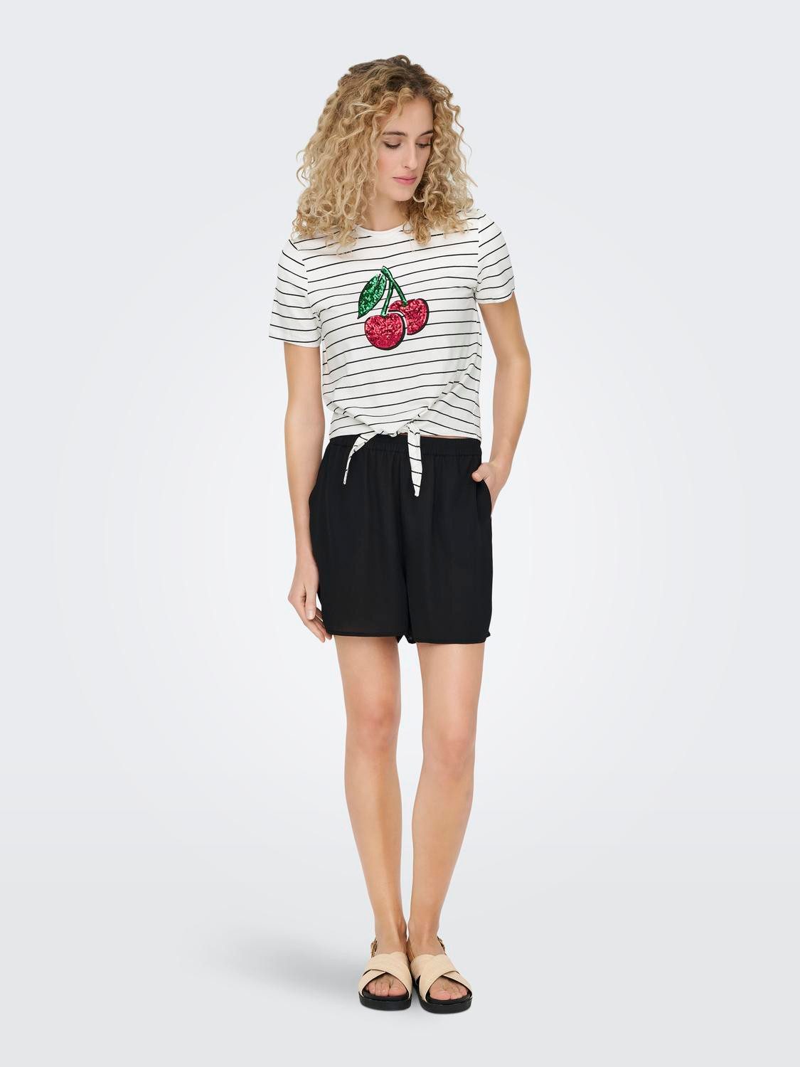 Only Shirt met korte mouwen ONLKITA LIFE S S FRUIT KNOT TOP BOX JRS