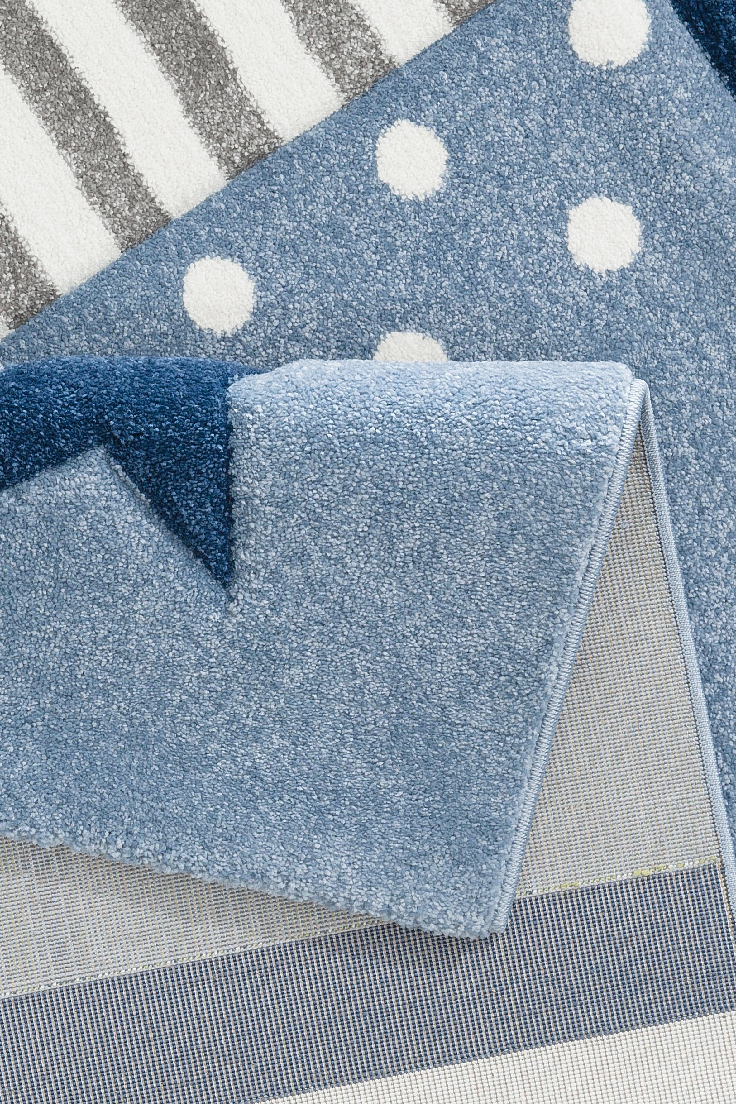 my home Kindervloerkleed Ster Korte pool, met de hand gesneden reliëfpatroon, patchwork, pastelkleuren