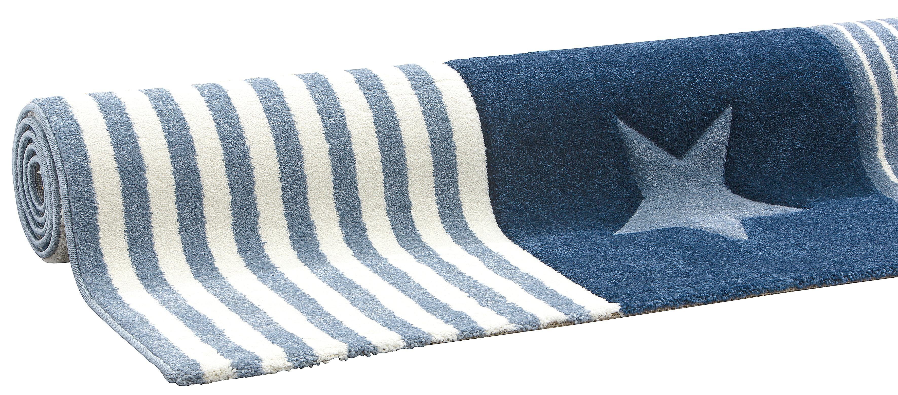 my home Kindervloerkleed Ster Korte pool, met de hand gesneden reliëfpatroon, patchwork, pastelkleuren