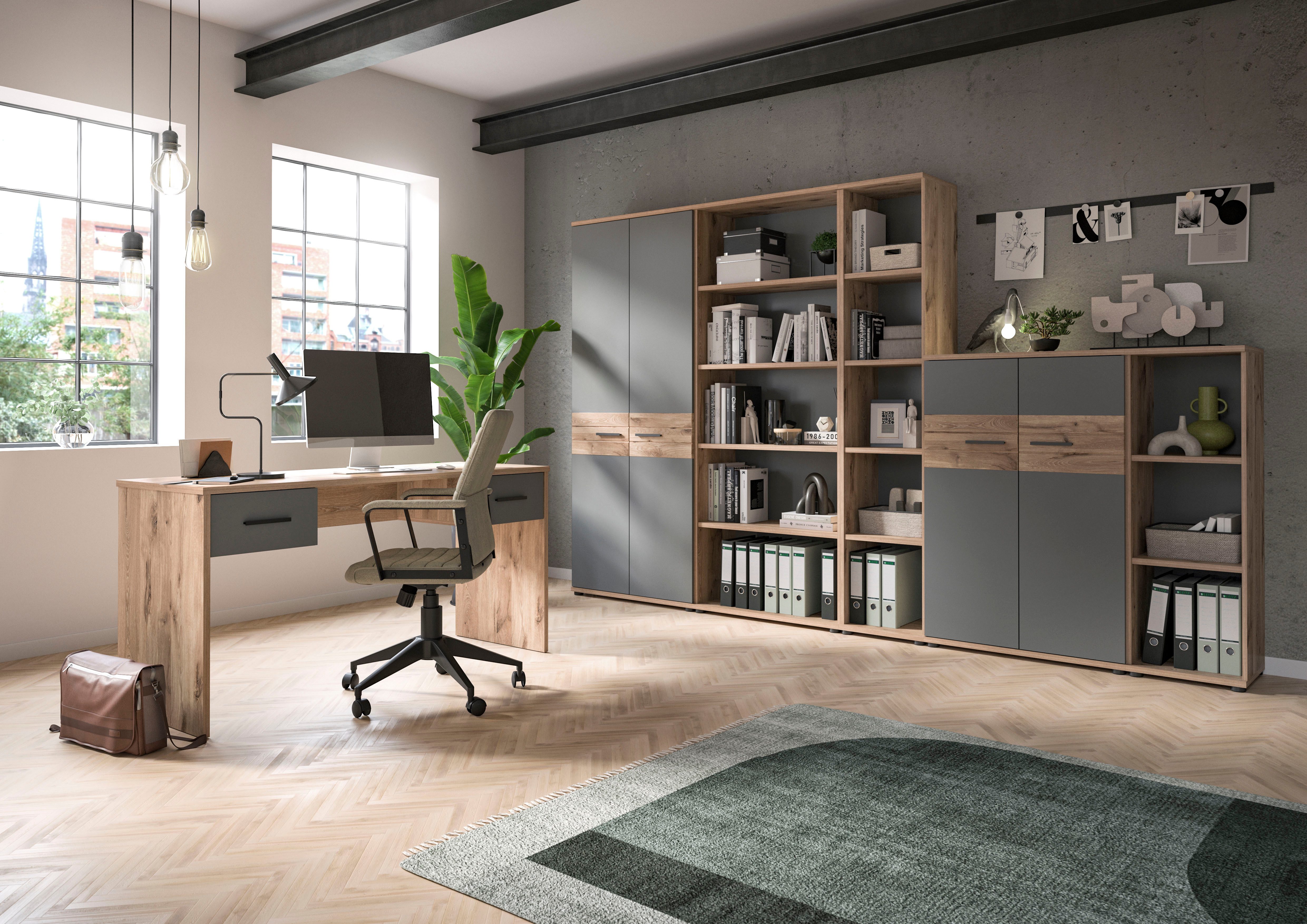 INOSIGN Ordnerrek Riga, Hoogte 122 cm, 3 vakken Plank, bureaukast, kantoor kast, archiefkast, opbergplank