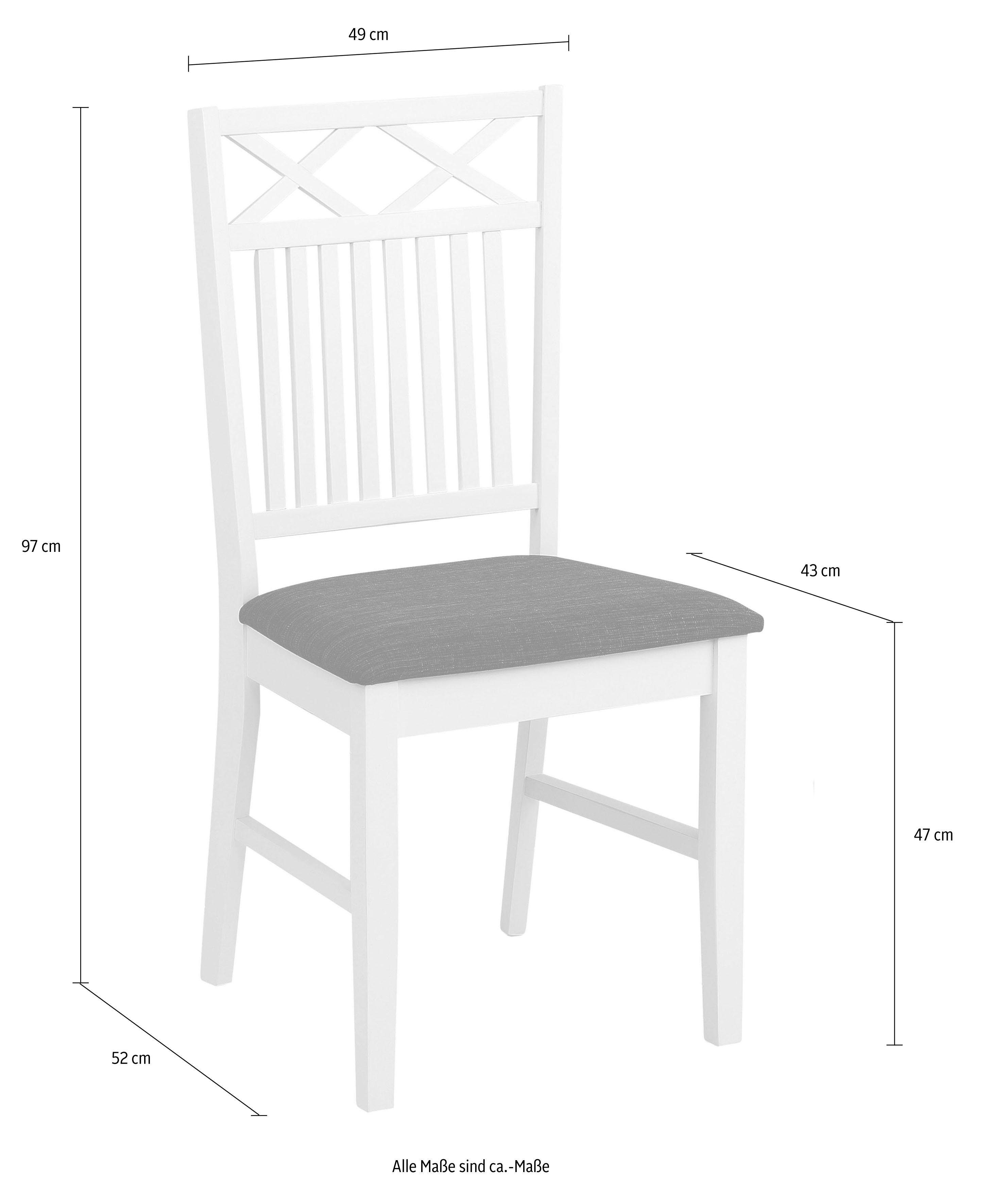 Home affaire Eetkamerstoel Fullerton, houten stoel met mooi freeswerk, zithoogte 47 cm, keukenstoel (set, 2 stuks)