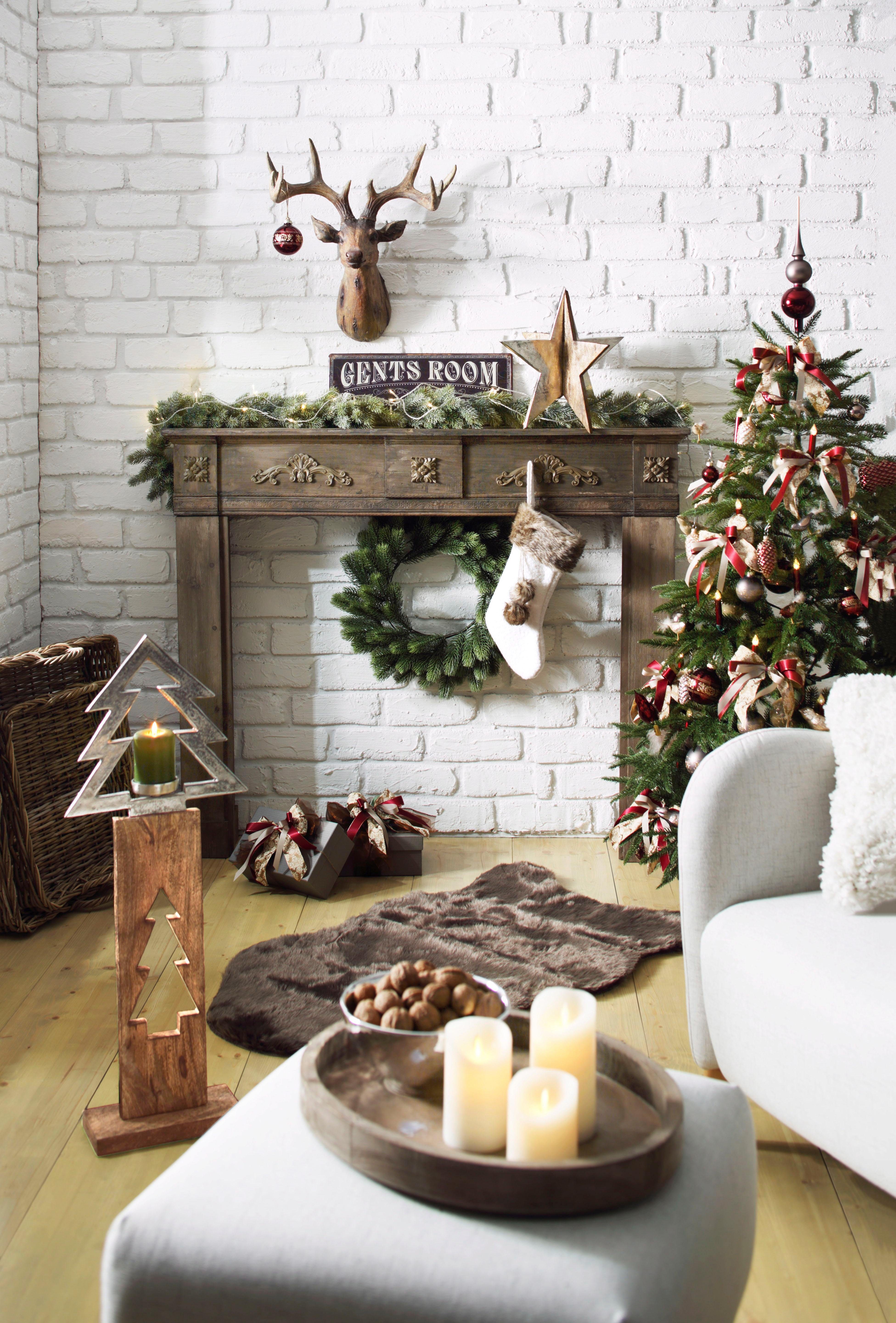 my home Winterse kunstplant Kerstversiering, kerstguirlande Guirlande, licht frozen, lengte 180 cm