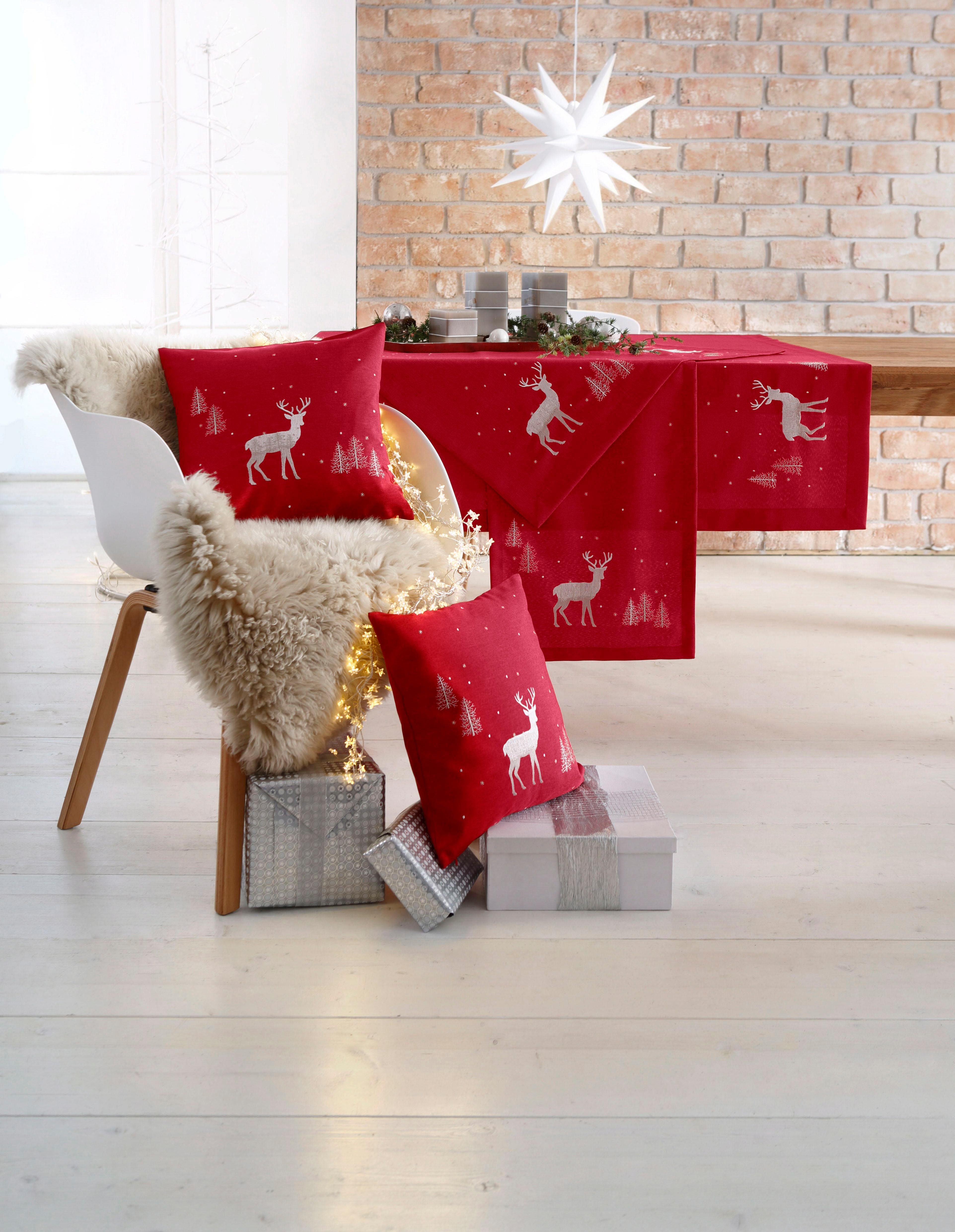 Dreams Tafellaken Edelhert, kerstversiering rood (1 stuk)