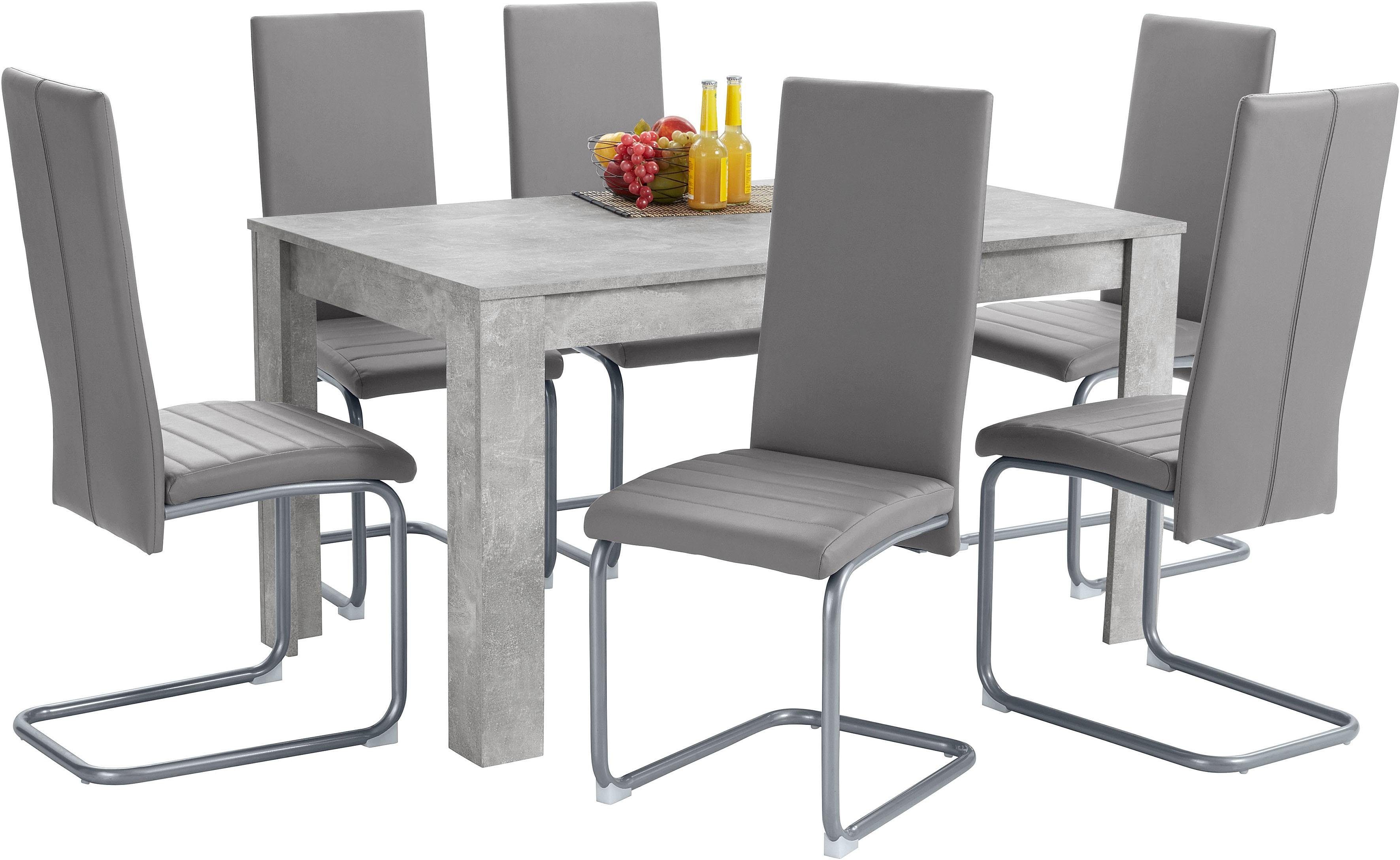 Homexperts Eethoek Nitro Tafel - breedte 140 cm + 6 stoelen (set, 7-delig)