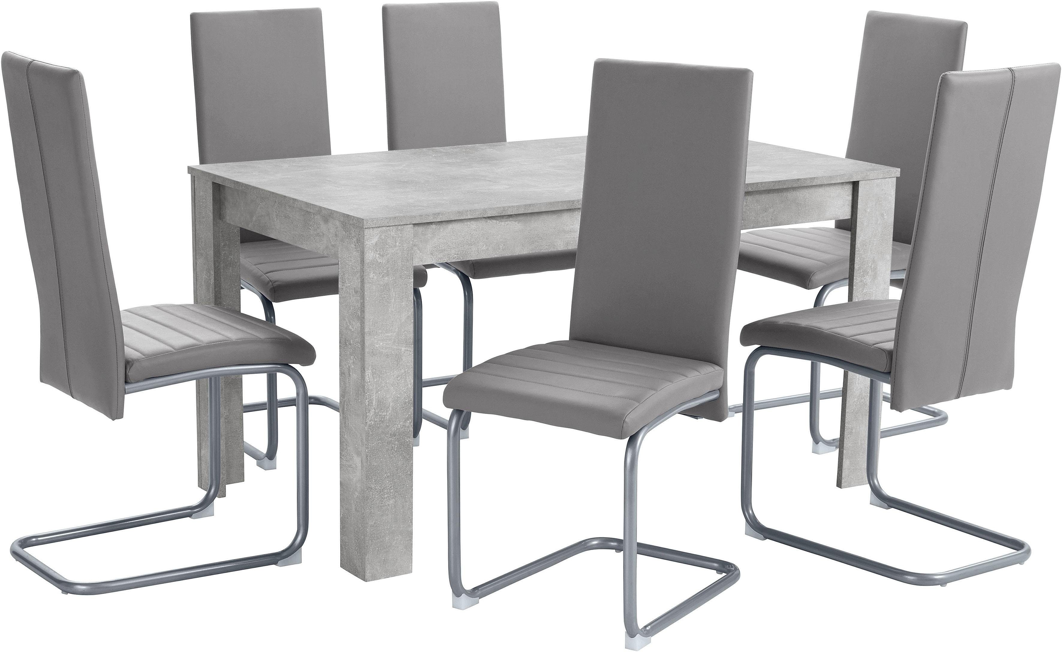 Homexperts Eethoek Nitro Tafel - breedte 140 cm + 6 stoelen (set, 7-delig)