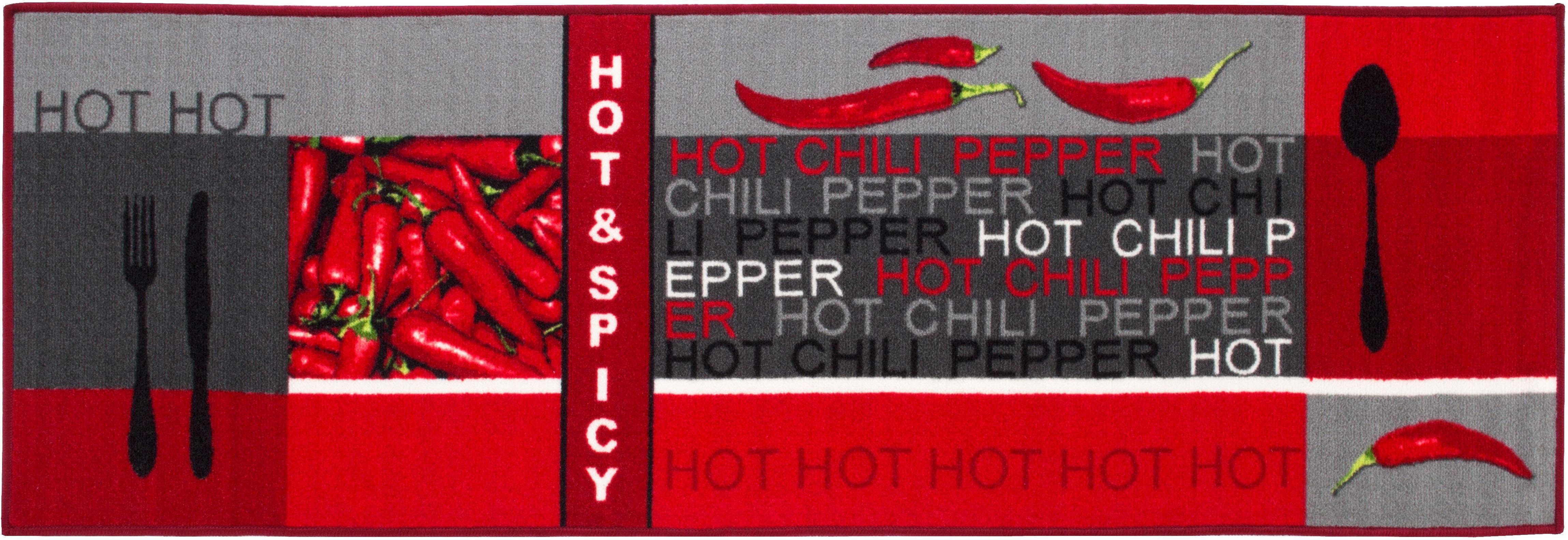 Andiamo Keukenloper Hot Pepper Motief peperoni/chili, met een opschrift, keuken, wasbaar