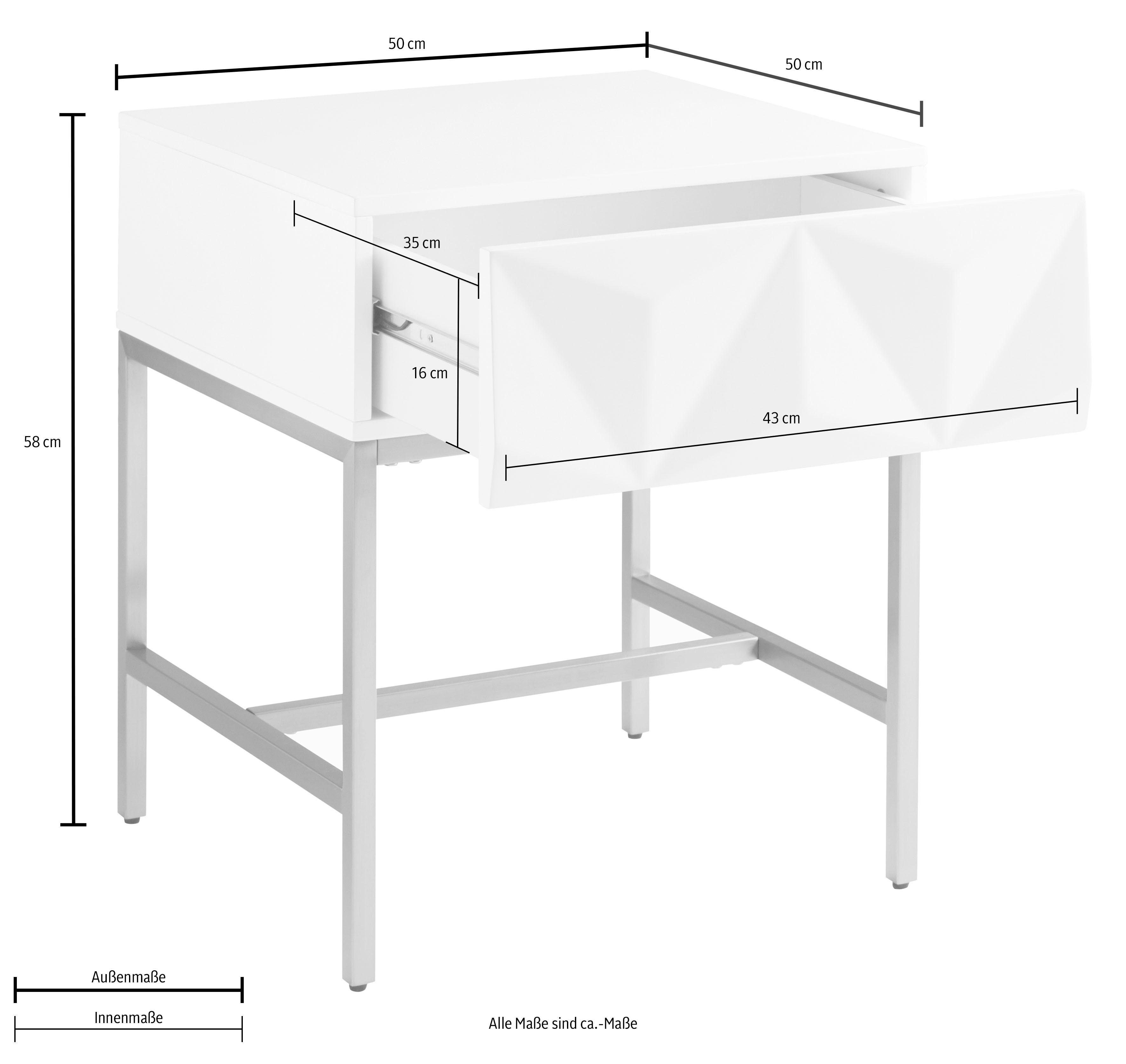 Leonique Bijzettafel Minfi Lade met 3D-front, ook als nachtkastje geschikt, breedte 50 cm