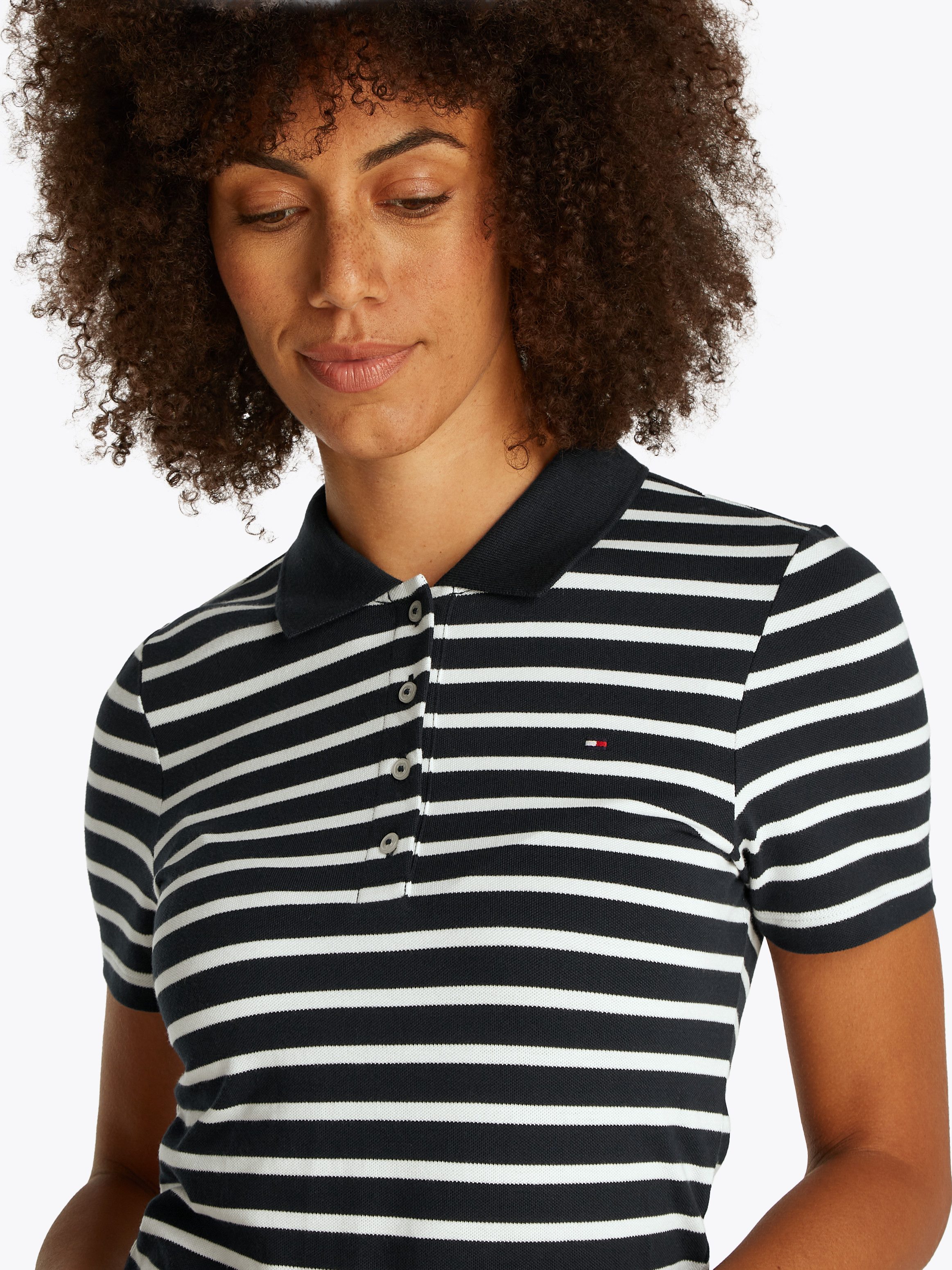 Tommy Hilfiger Poloshirt 1985 Slim Fit Pique Premium met logo-borduursel, met zijsplitten