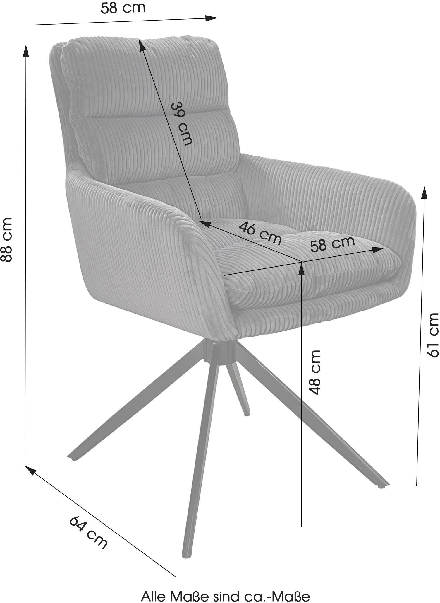 byLIVING Eetkamerstoel Pura (2-stuks set) Zitkuip 360° draaibaar, zwart metaal, armleuningstoel, diverse kleuren (set)