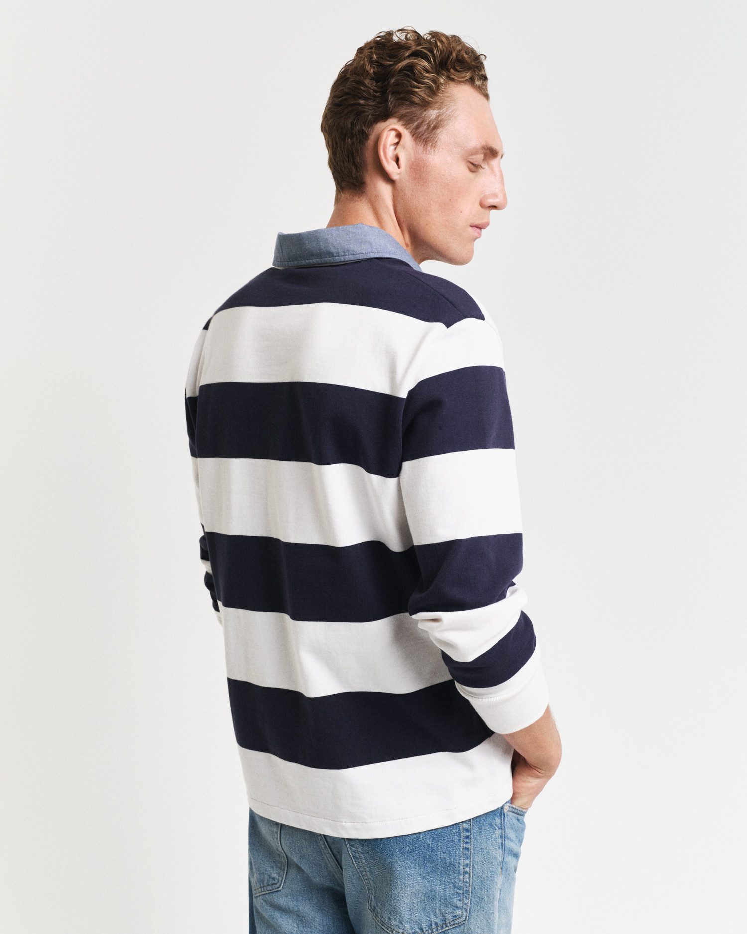 Gant Poloshirt met lange mouwen REG CHAMBRAY STRIPE HEAVY RUGGER