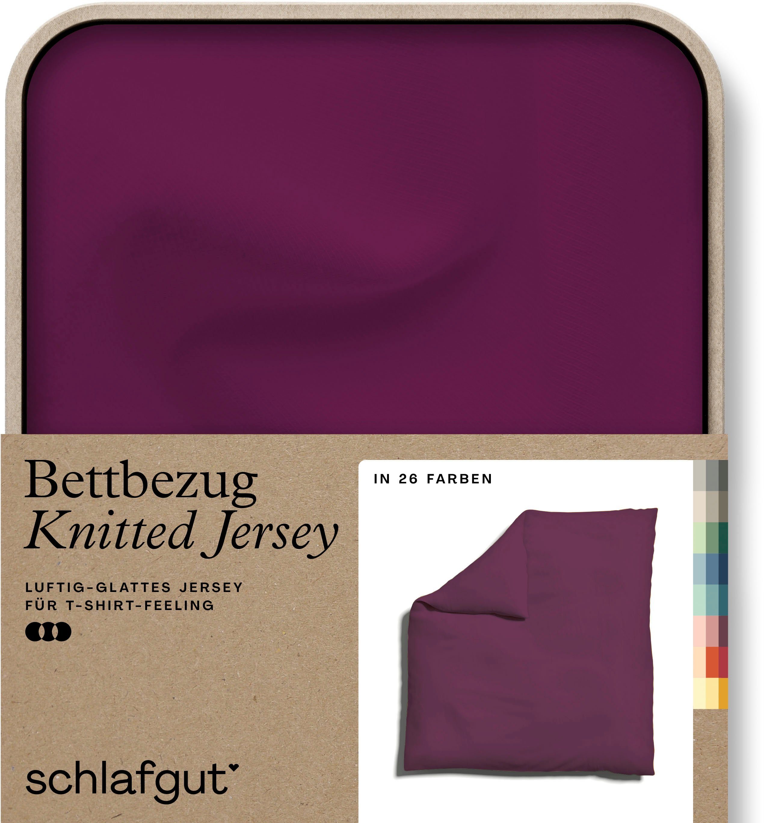 Schlafgut Dekbedovertrek Gebreide jersey uni, van biologisch katoen met elastaan, rits kreukvrij, mix & match beddengoed: bijpassende kussenhoes