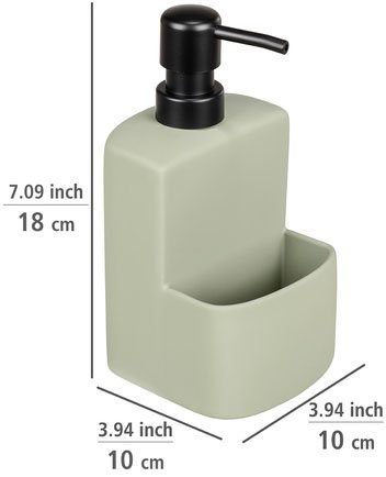 WENKO Dispenser voor afwasmiddel Model Festival van keramiek, soft-touch coating, met afwasponsvak, 380 ml