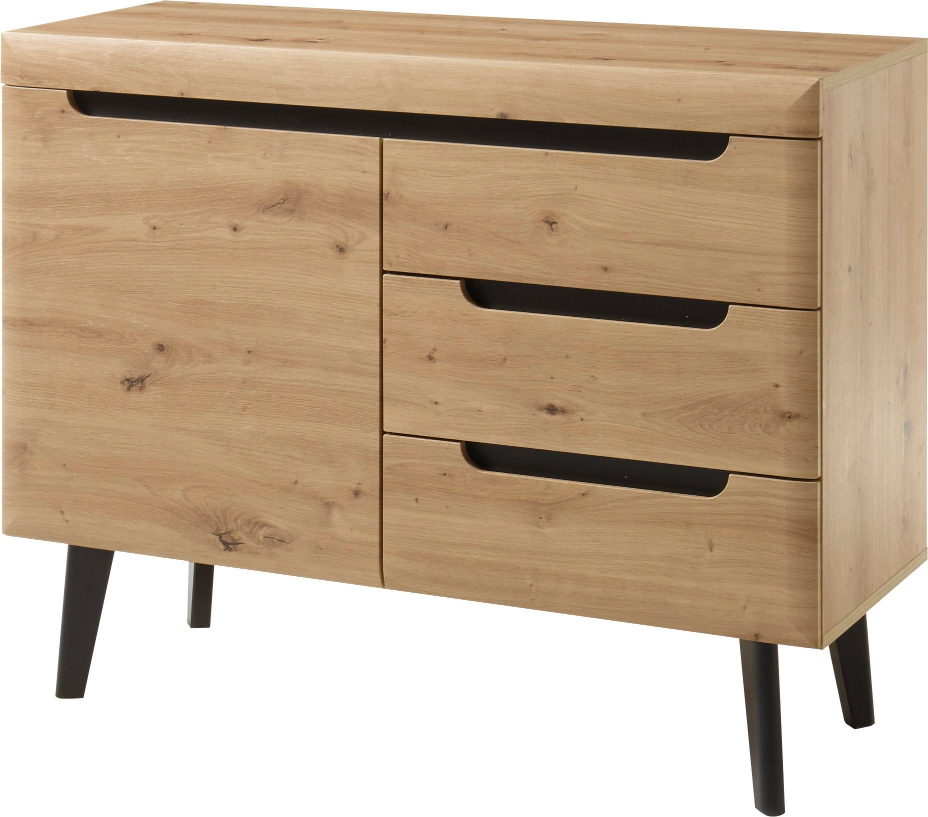 INOSIGN Dressoir Torge, dressoir, commode, ladekast afgeschuinde poten, drie kleuren, scandi design, 107 cm breed (1 stuk)