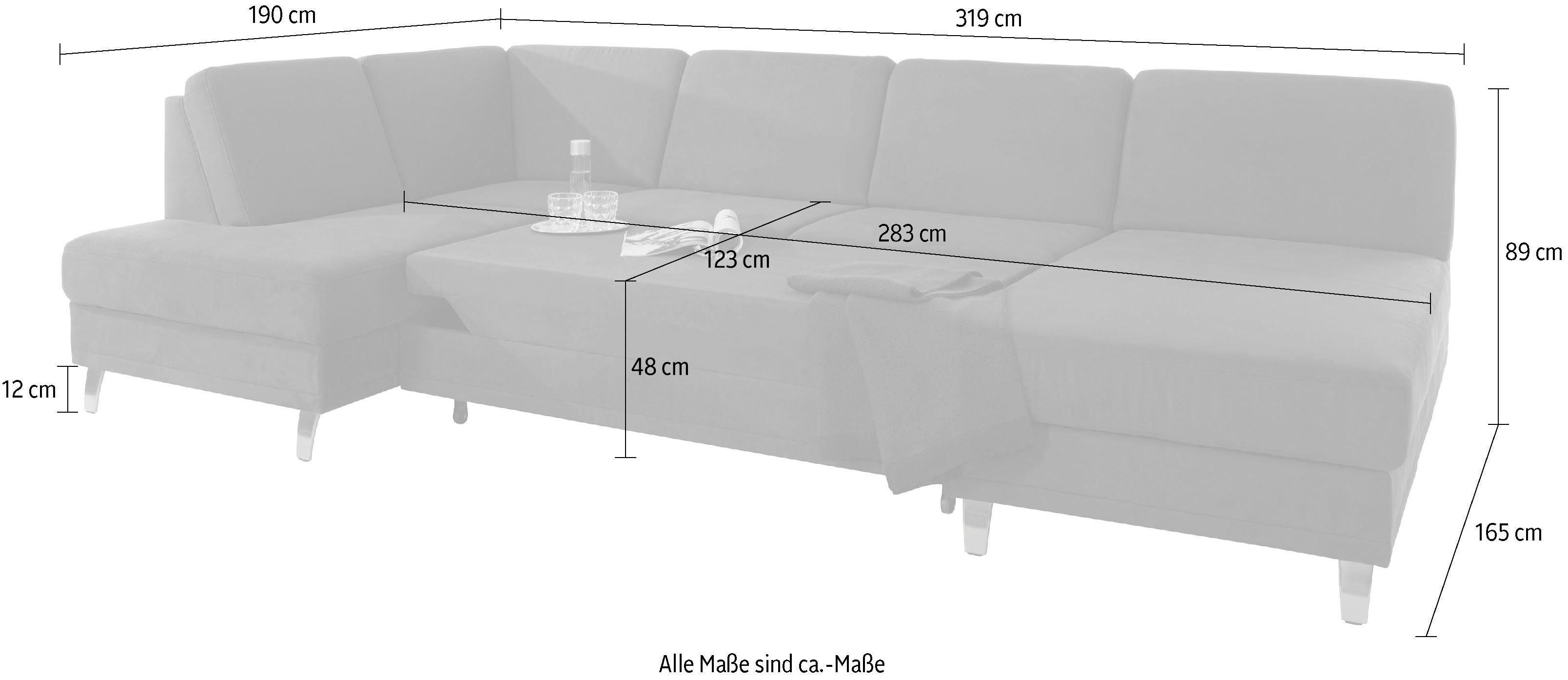 sit&more Zithoek Clio U-vorm naar keuze met slaapfunctie en bedkist, met binnenvering