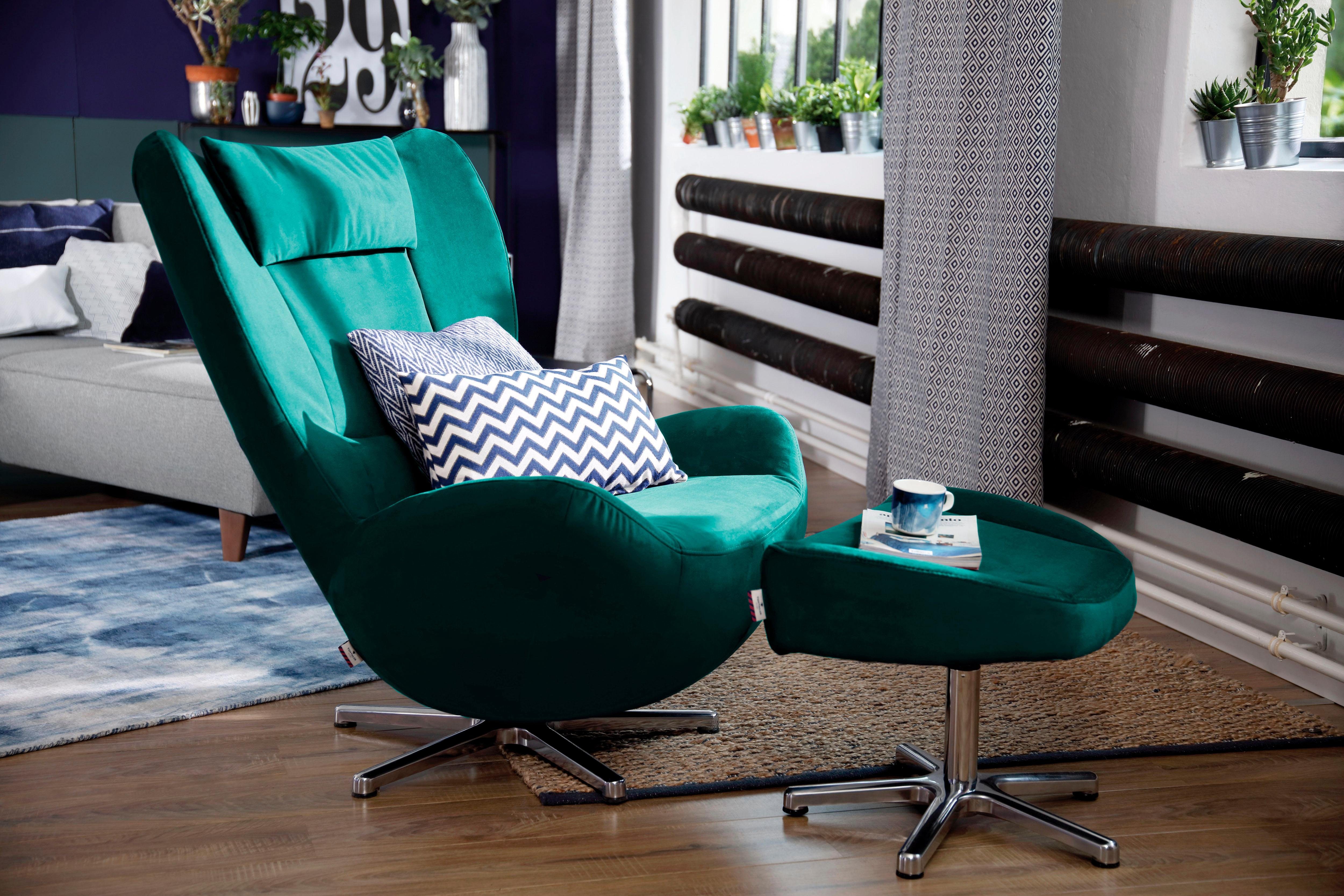 Tom Tailor loungestoel TOM pure met metaal-draaivoet in chroom