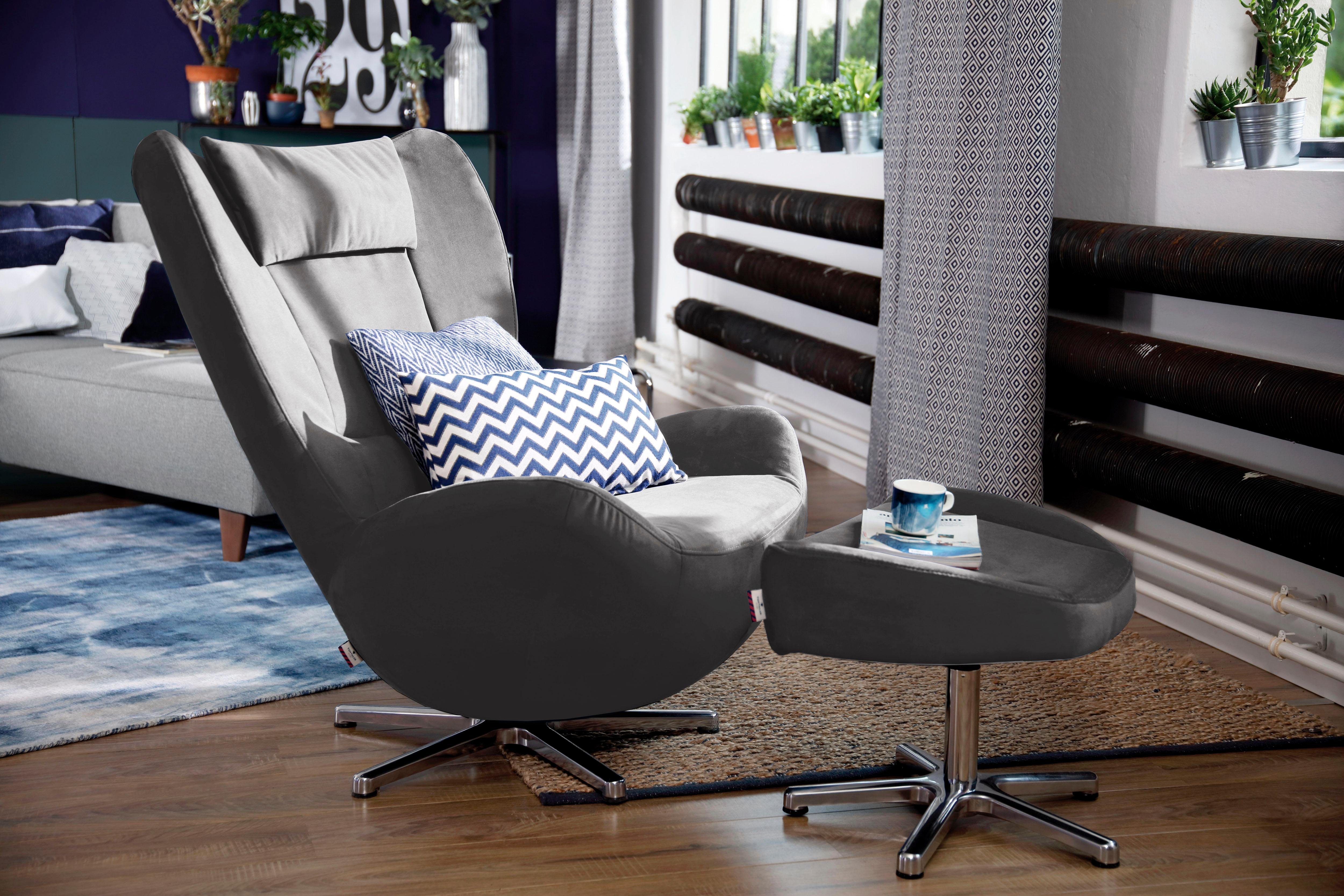 Tom Tailor loungestoel TOM pure met metaal-draaivoet in chroom