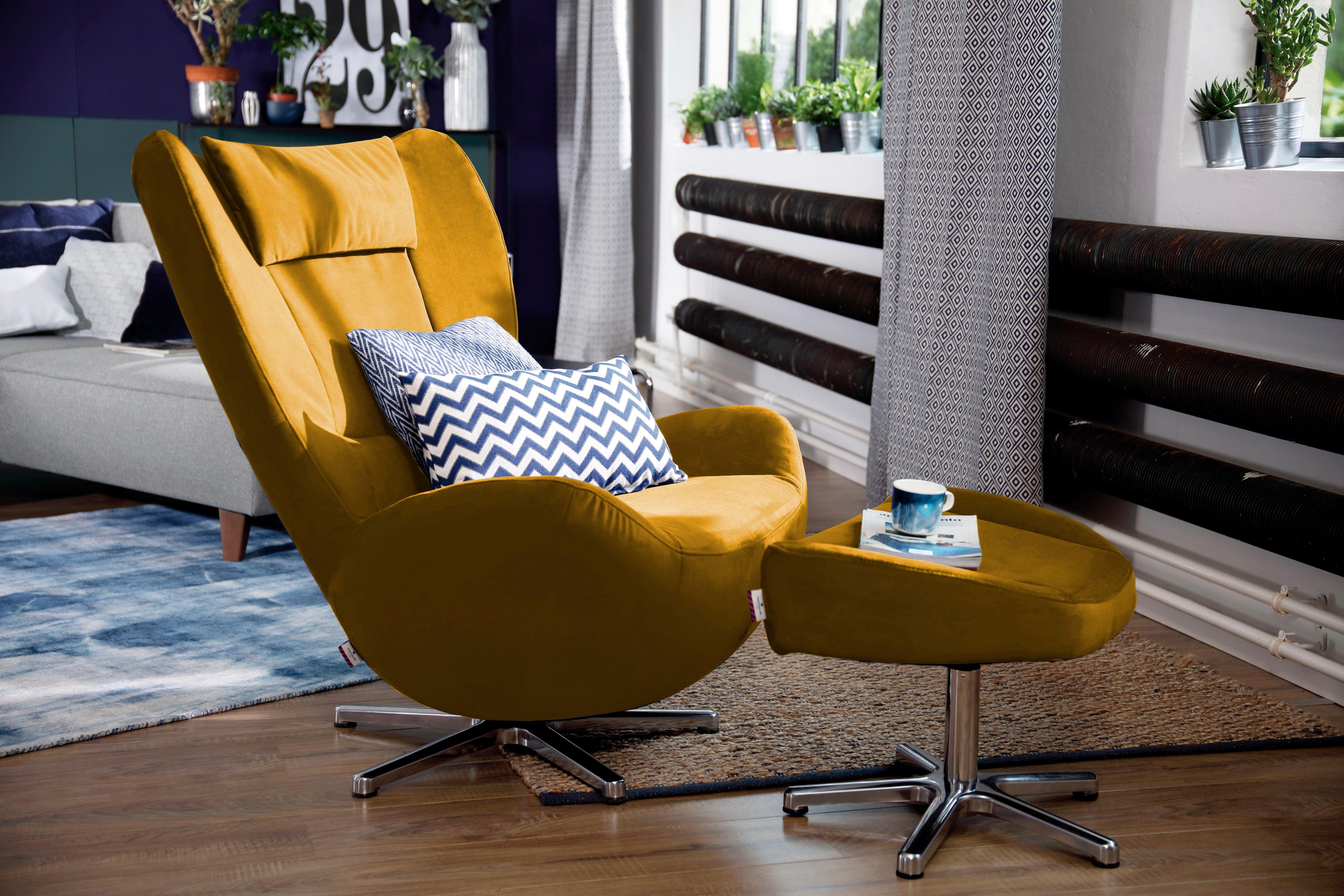 Tom Tailor loungestoel TOM pure met metaal-draaivoet in chroom