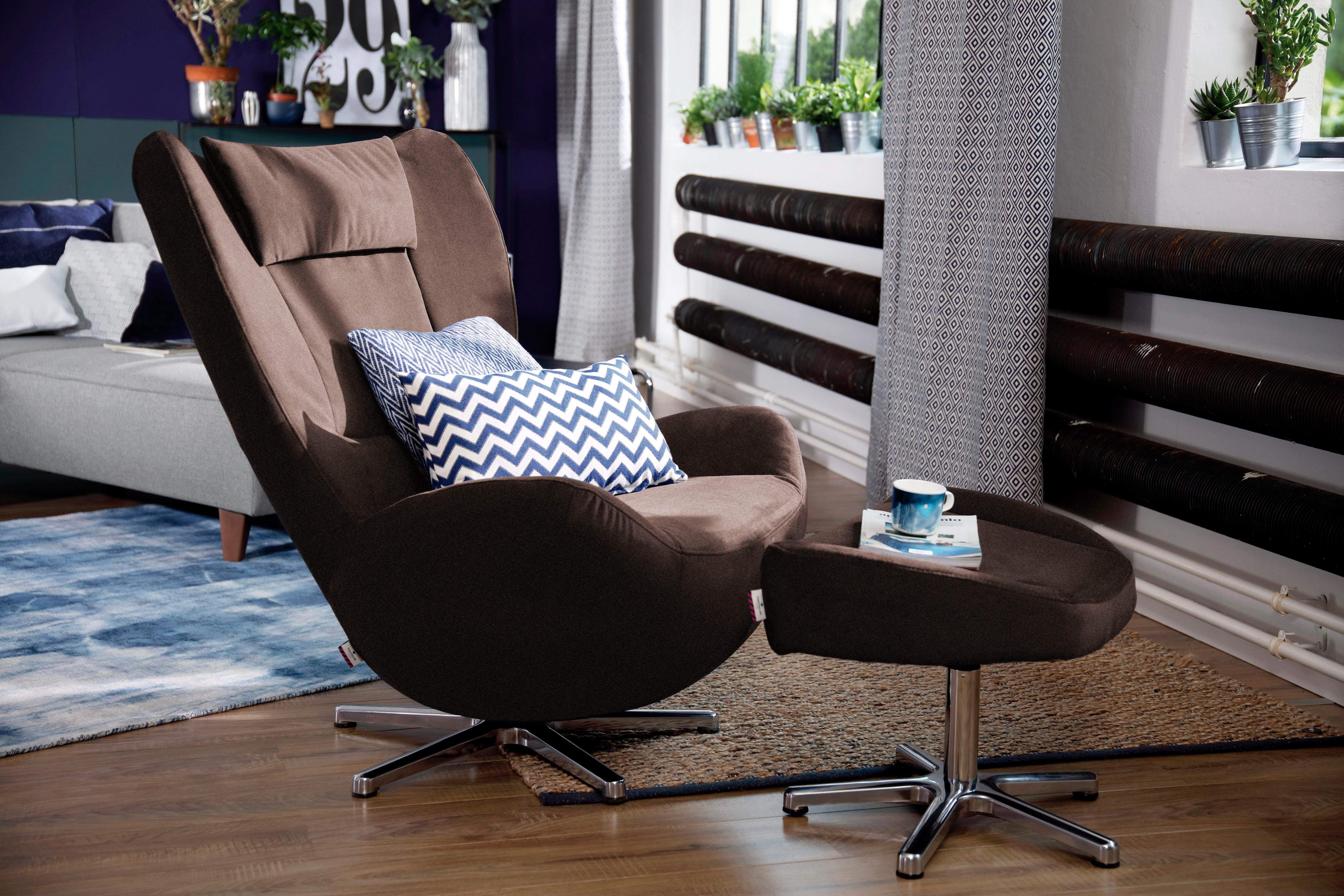 Tom Tailor loungestoel TOM pure met metaal-draaivoet in chroom