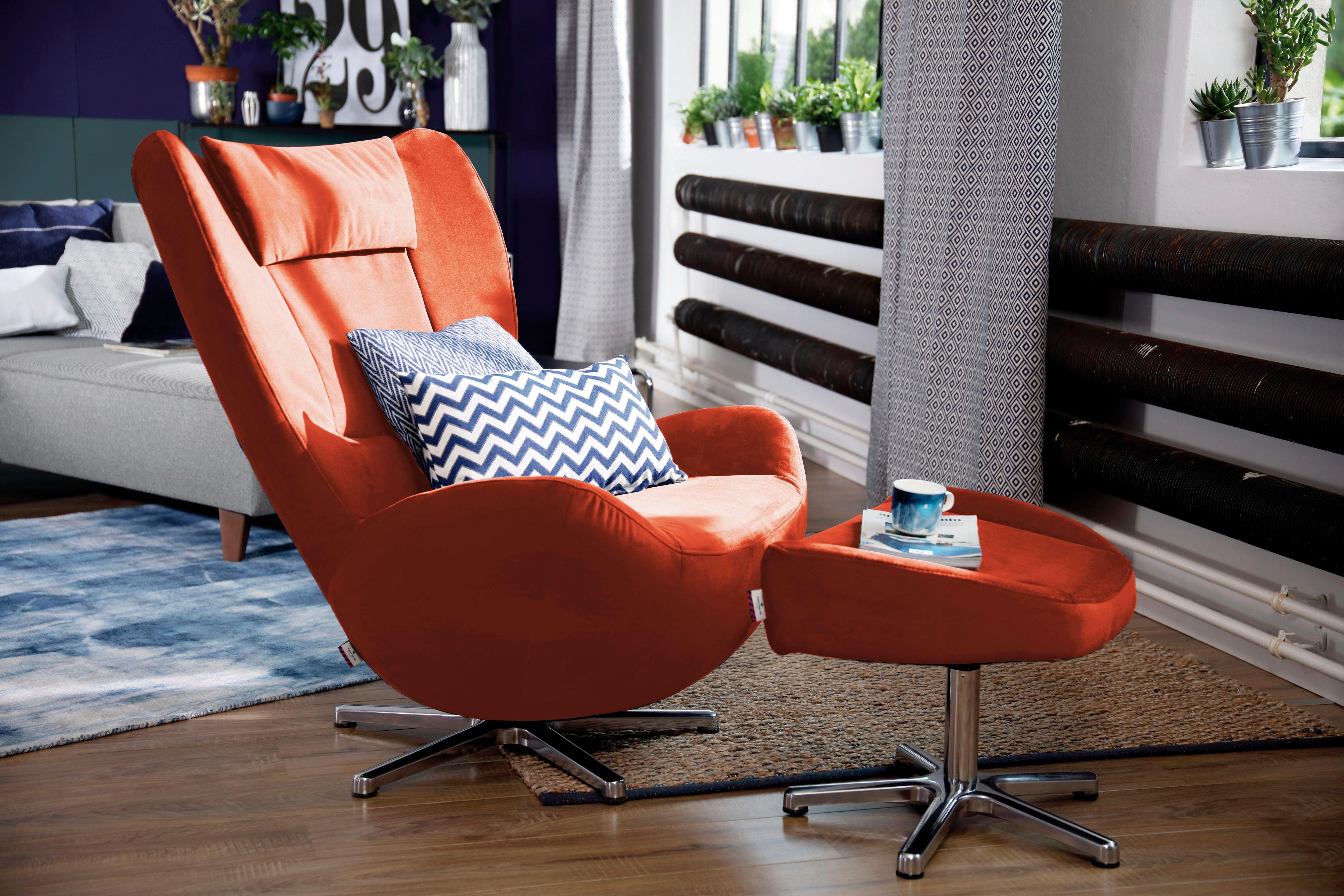 Tom Tailor loungestoel TOM pure met metaal-draaivoet in chroom