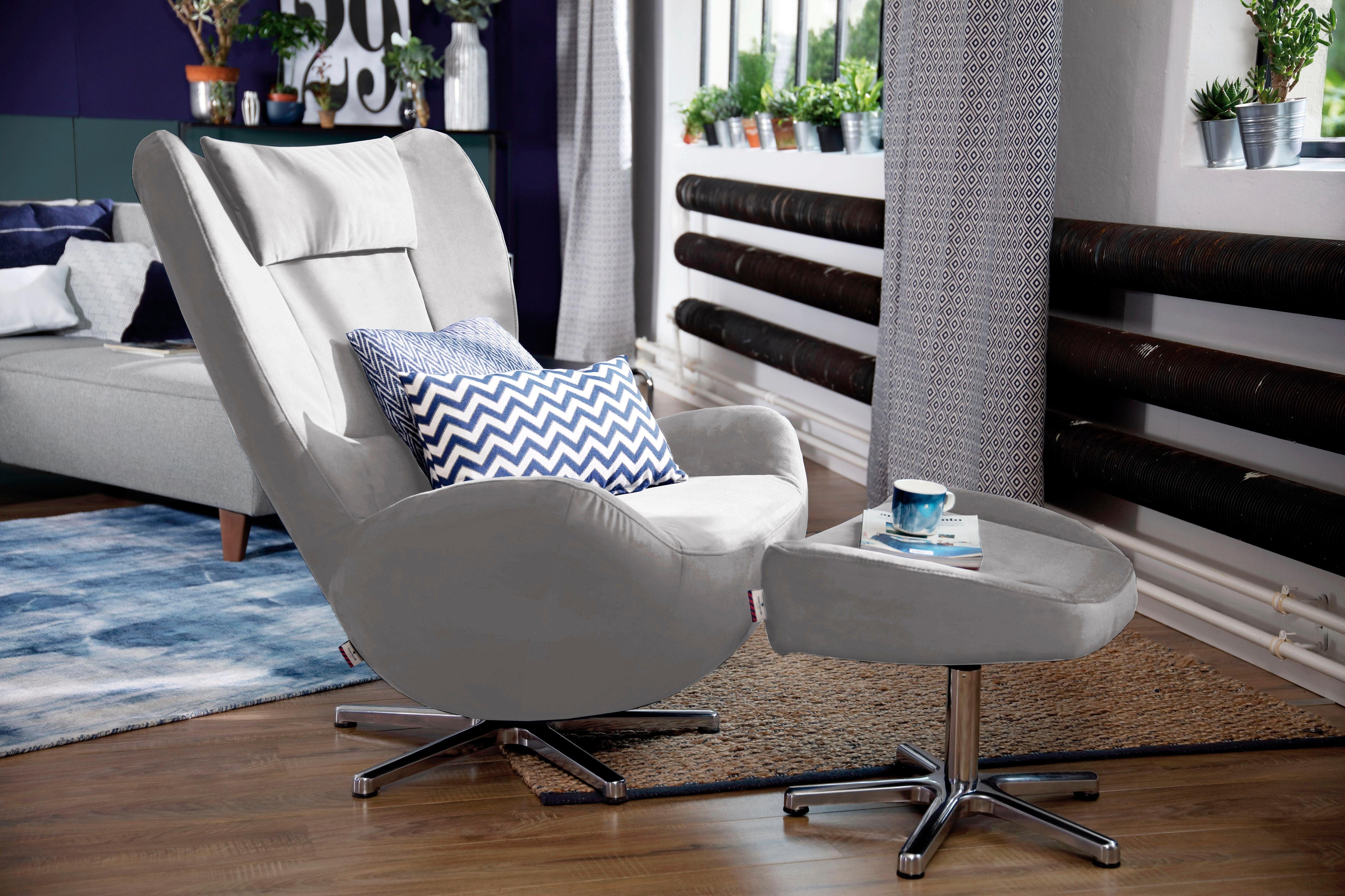 Tom Tailor loungestoel TOM pure met metaal-draaivoet in chroom