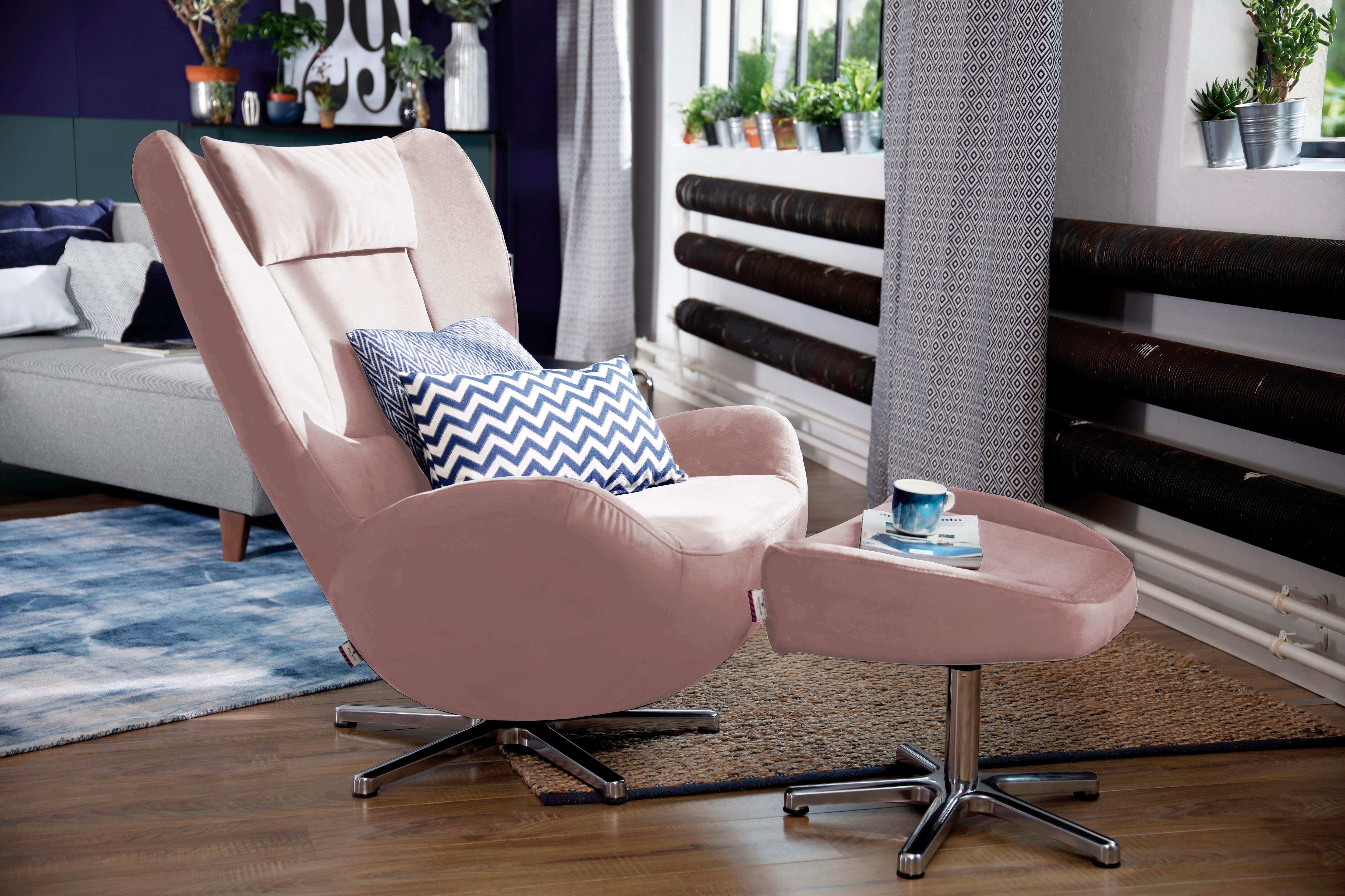 Tom Tailor loungestoel TOM pure met metaal-draaivoet in chroom