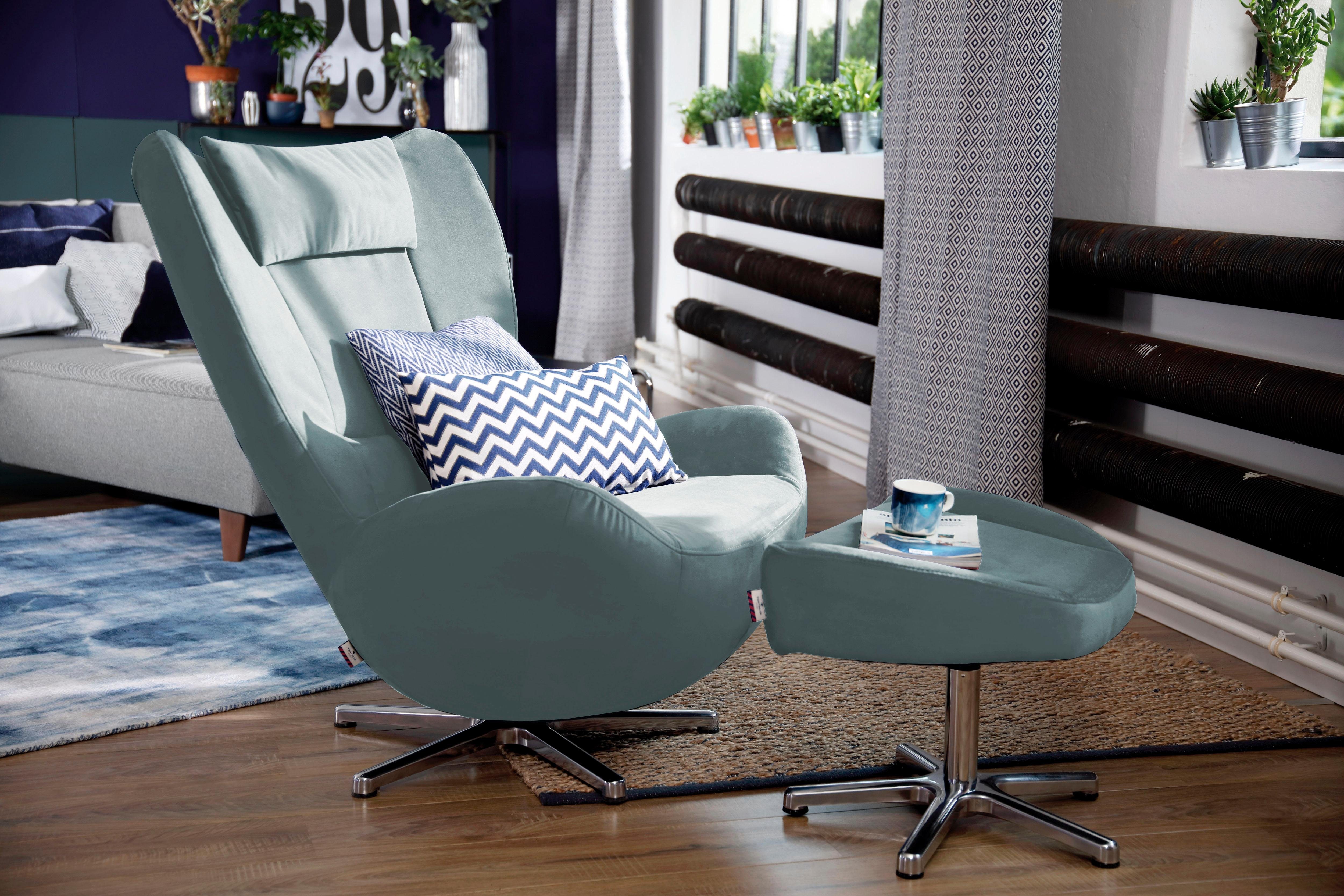 Tom Tailor loungestoel TOM pure met metaal-draaivoet in chroom