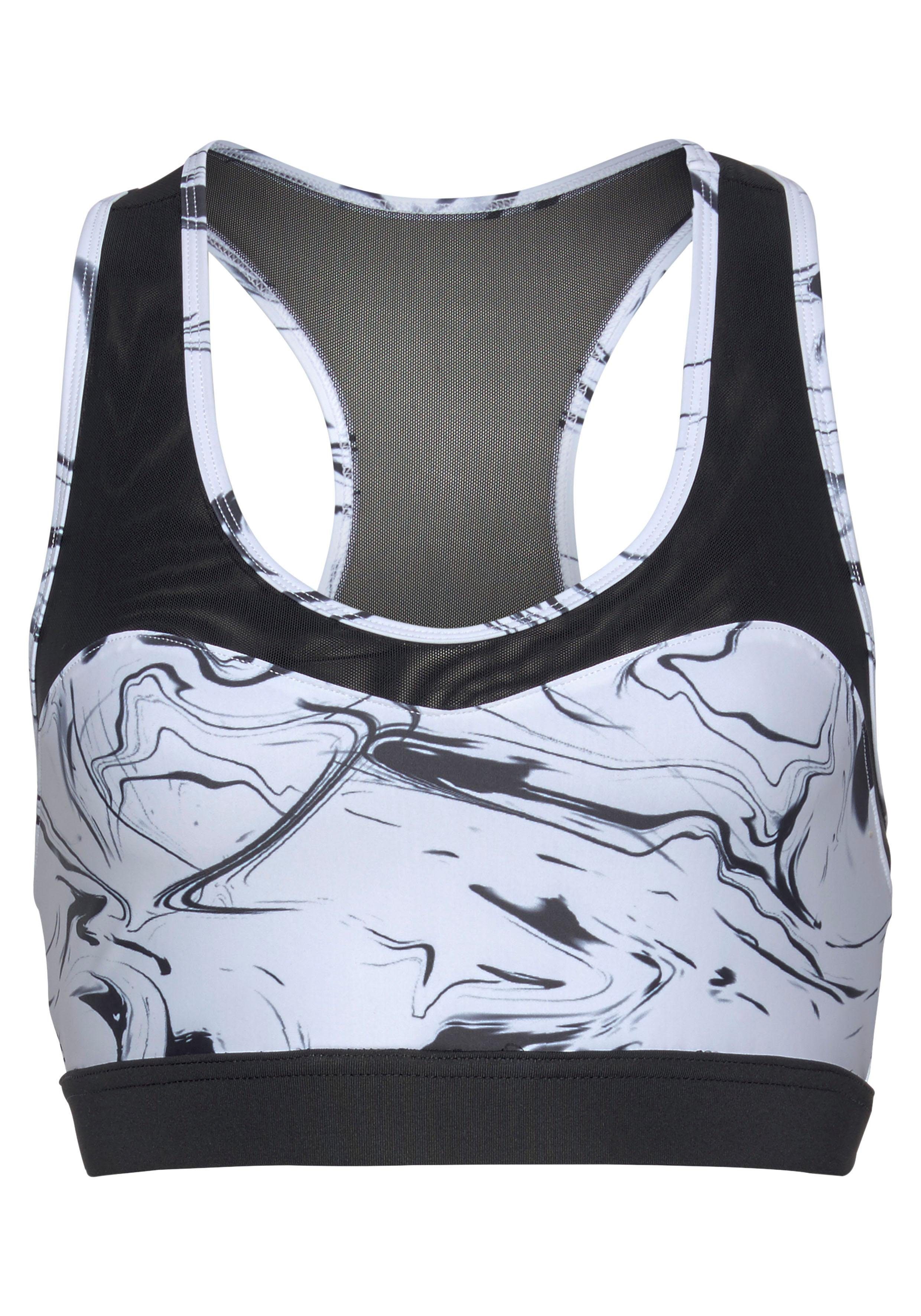 active by Lascana Functioneel shirt Black Marble Sporttop met racerback en mesh