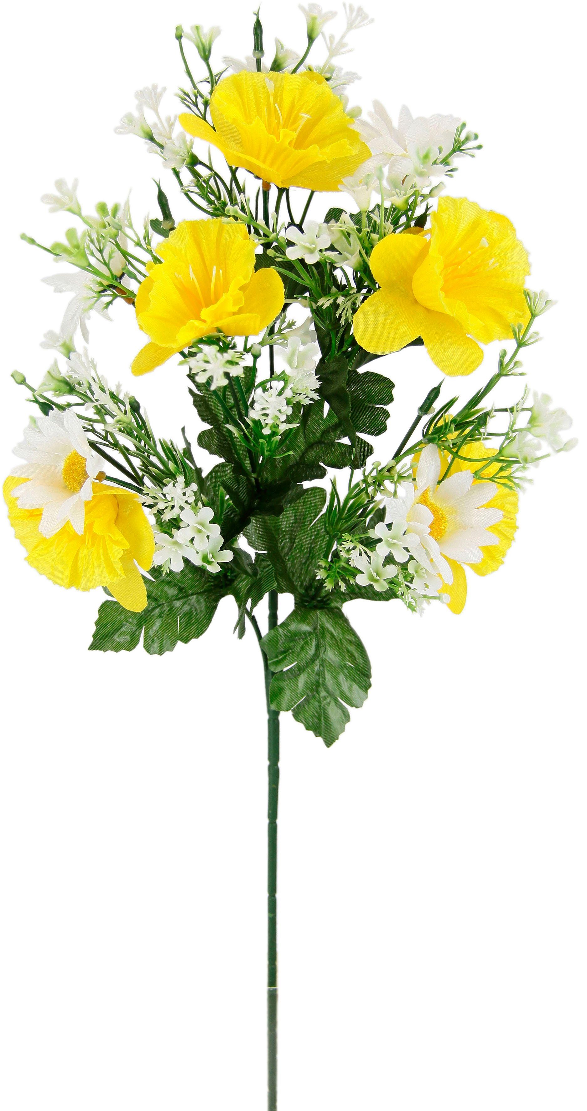 I.GE.A. Kunstbloem Narcissen margrieten tak 5-pack madeliefjes, narcissen, paasdecoratie, lentebloemen voor vazen