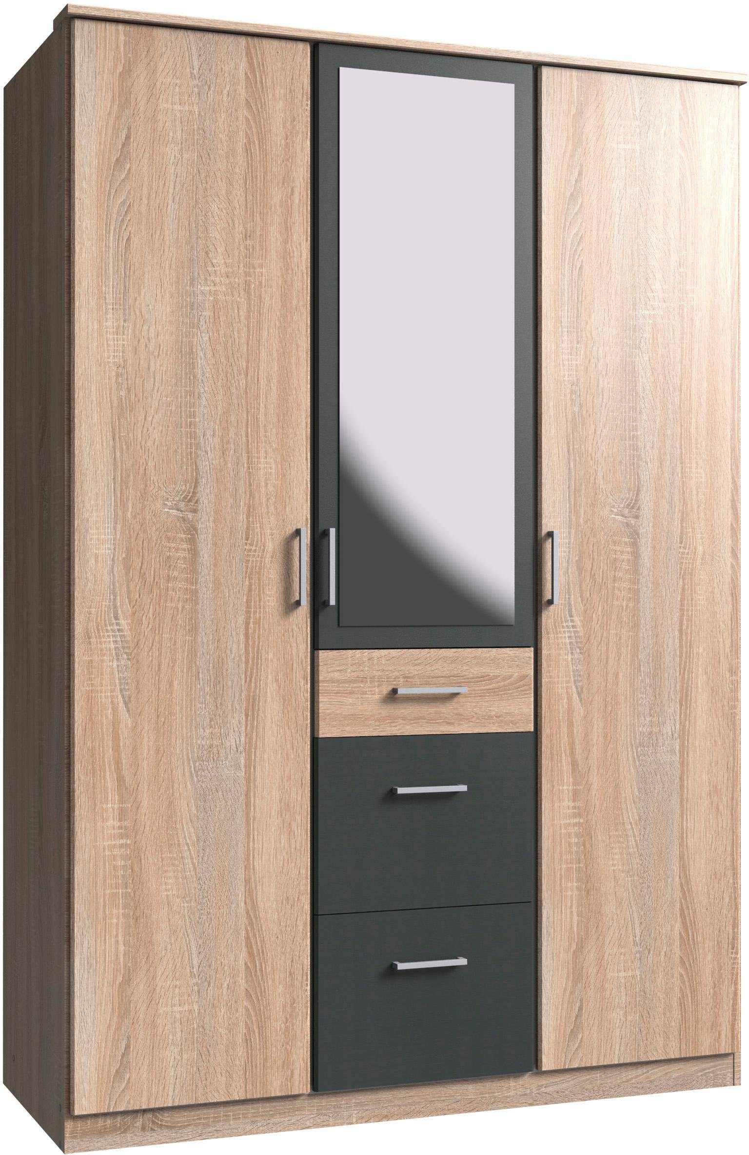 Wimex Kledingkast Click met spiegel kledingkasten maat 135 cm x 199 cm x 58 cm beige