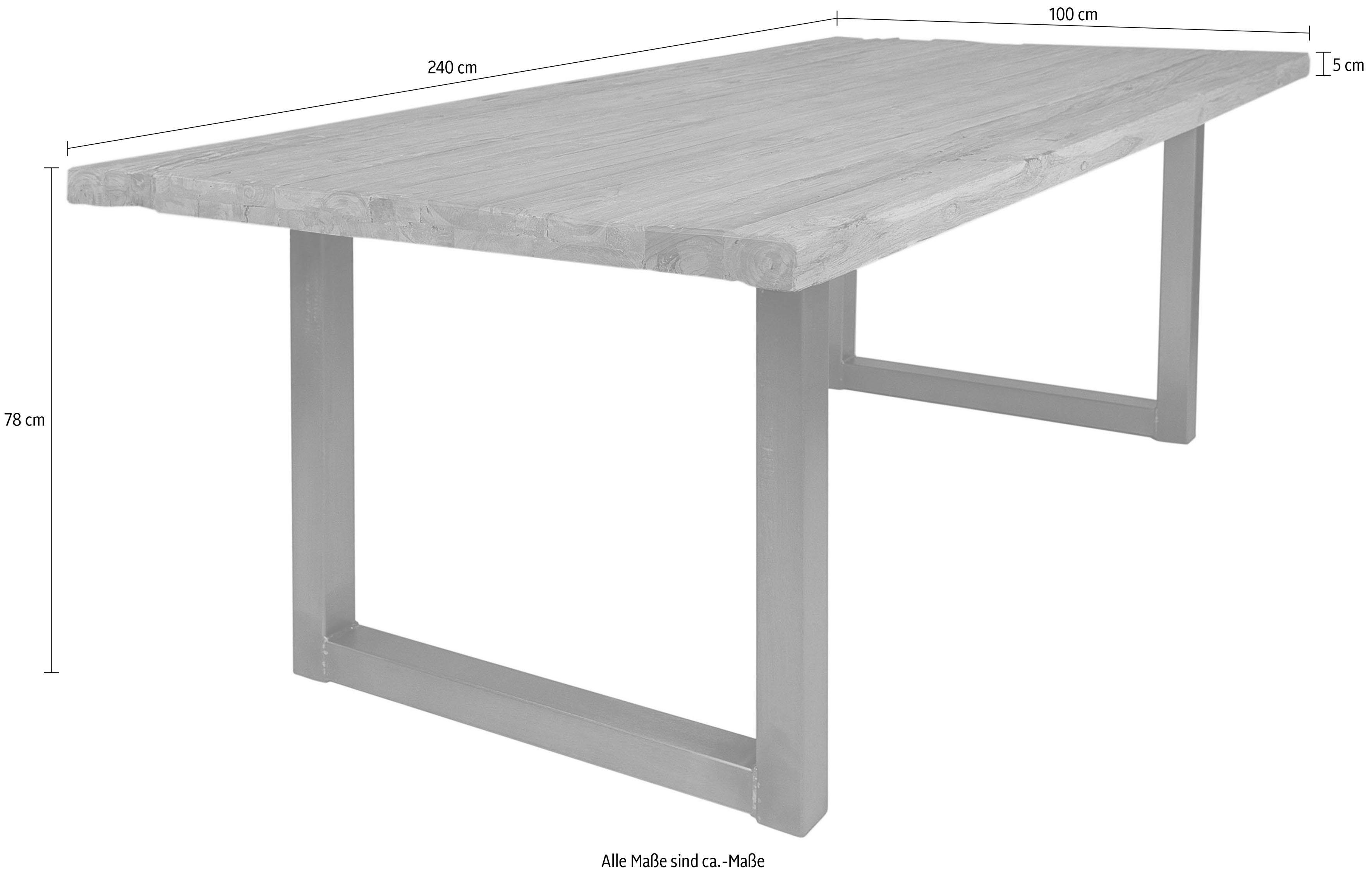 SIT Eettafel Tops&Tables met rustiek tafelblad van gerecycled gebruikt hout teak
