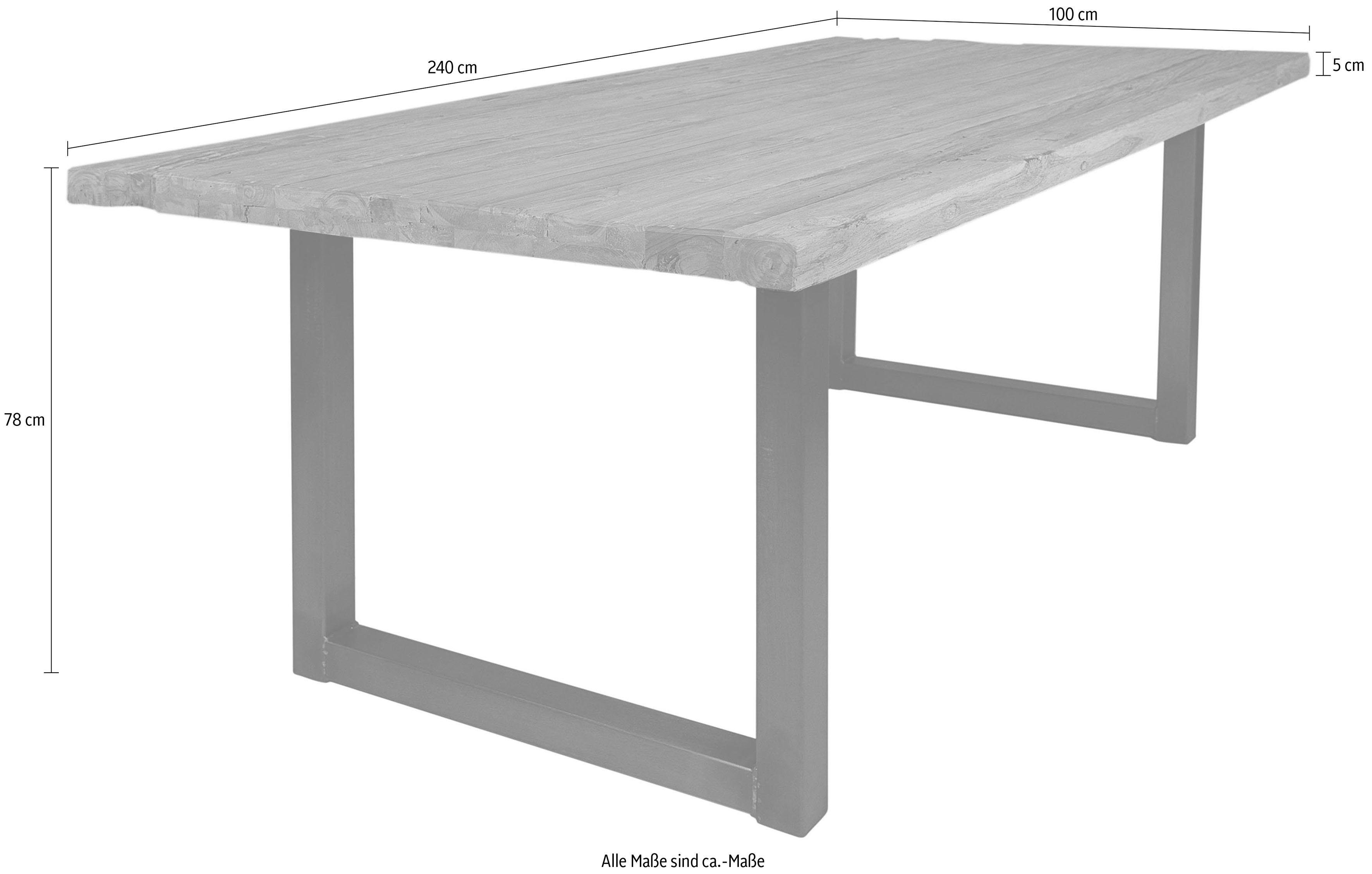 SIT Eettafel Tops&Tables met rustiek tafelblad van gerecycled gebruikt hout teak