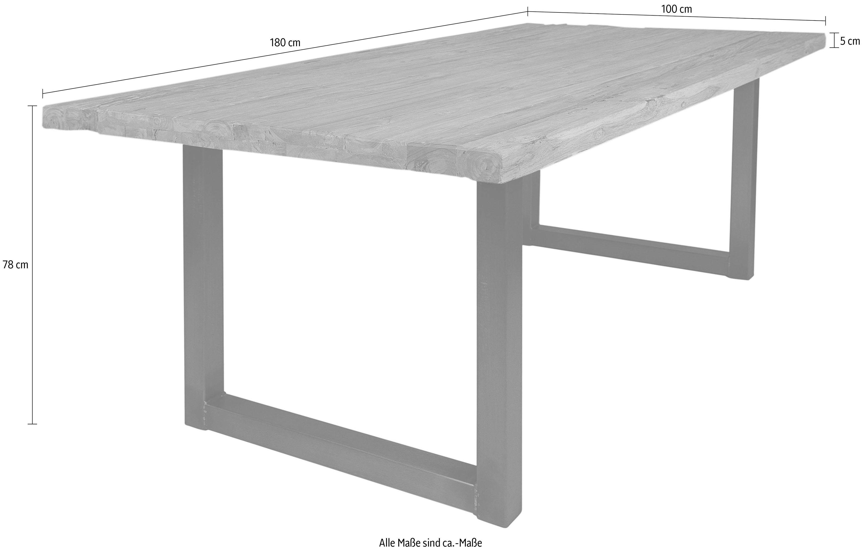 SIT Eettafel Tops&Tables met rustiek tafelblad van gerecycled gebruikt hout teak