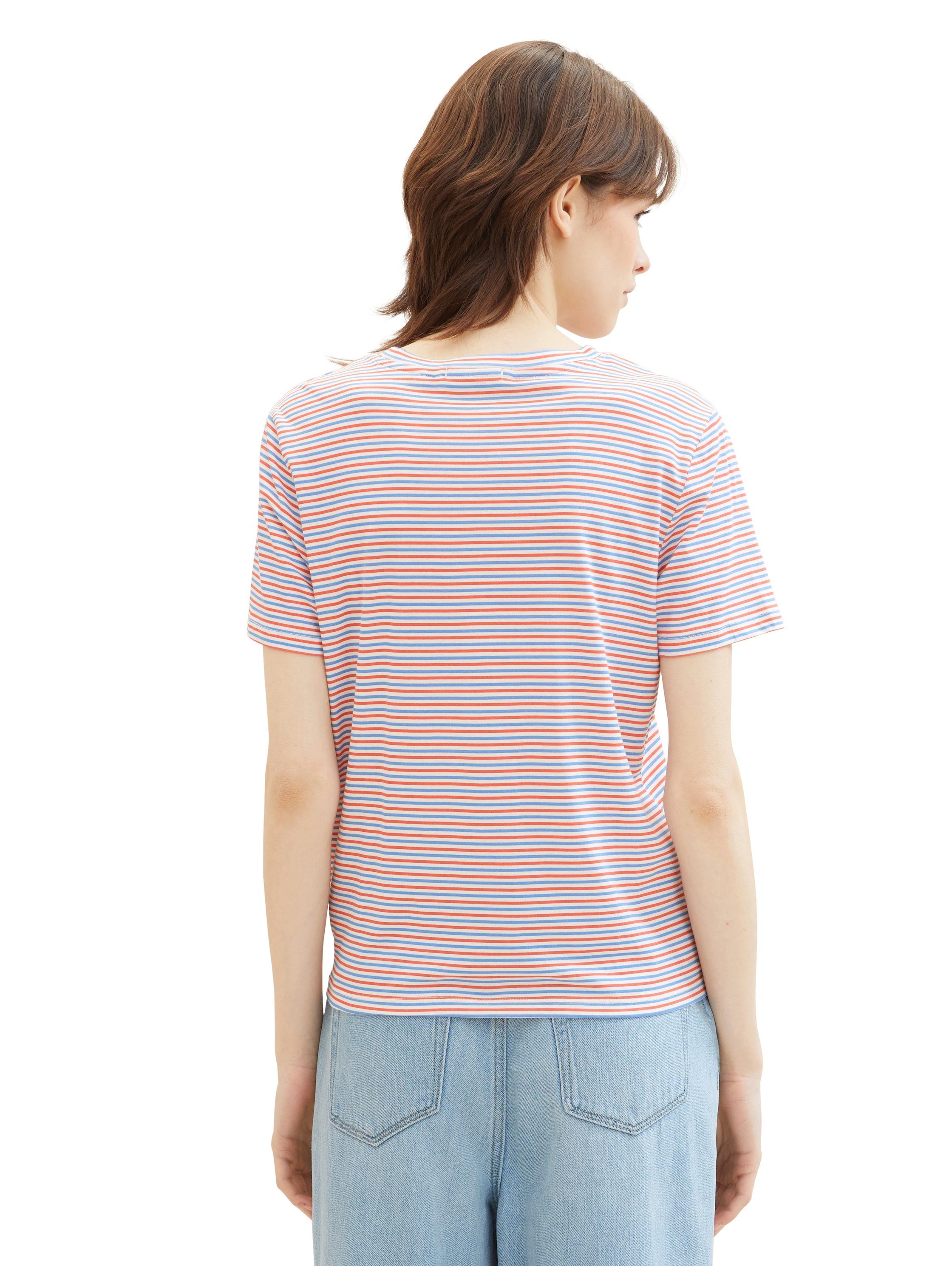Tom Tailor Denim T-shirt met minimalprint en zij-knoop