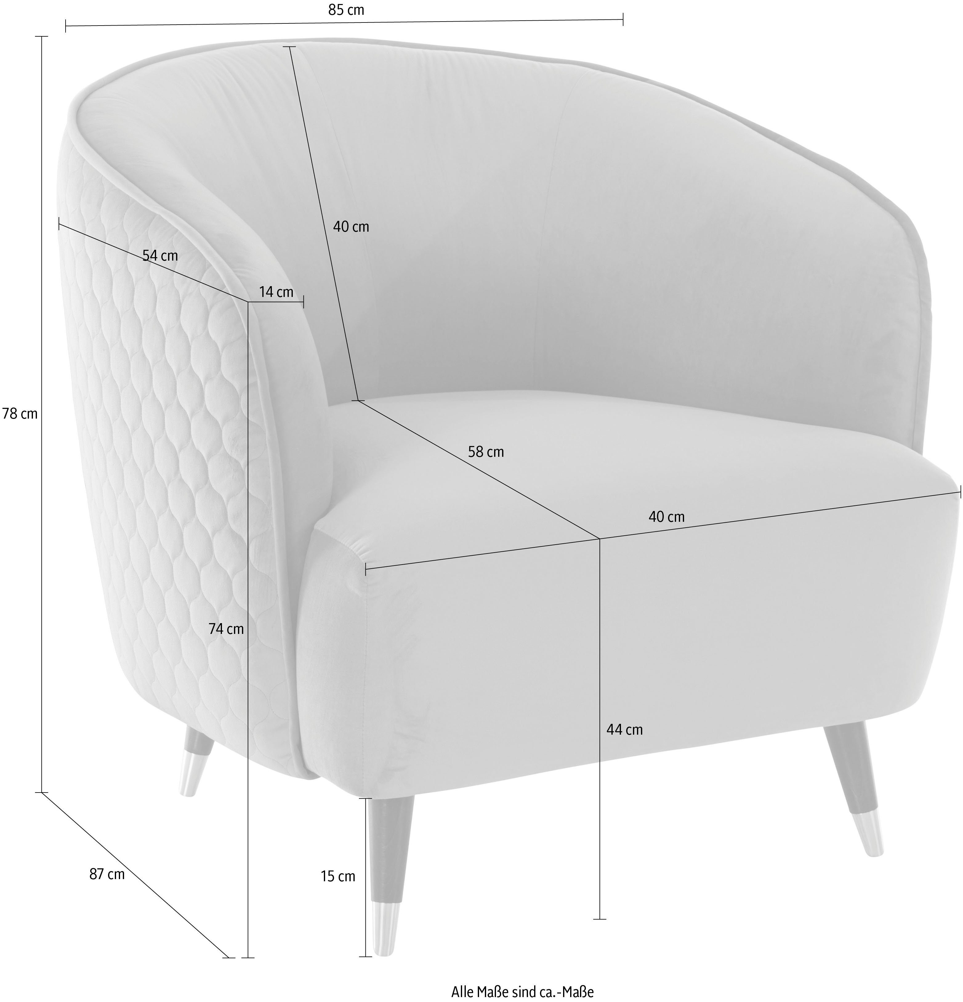 Guido Maria Kretschmer Home&Living Fauteuil Oradea cocktailstoel met elegante stiksels op achterzijde van de rugleuning